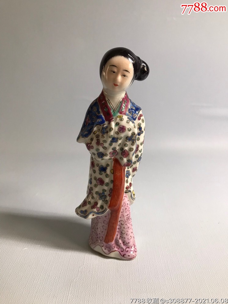 民国粉彩人物瓷像全品14公分999