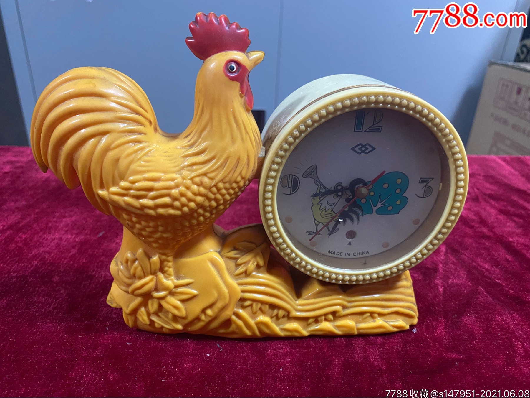 大公鸡机械闹钟缺一个旋钮二手旧货怀旧收藏道具