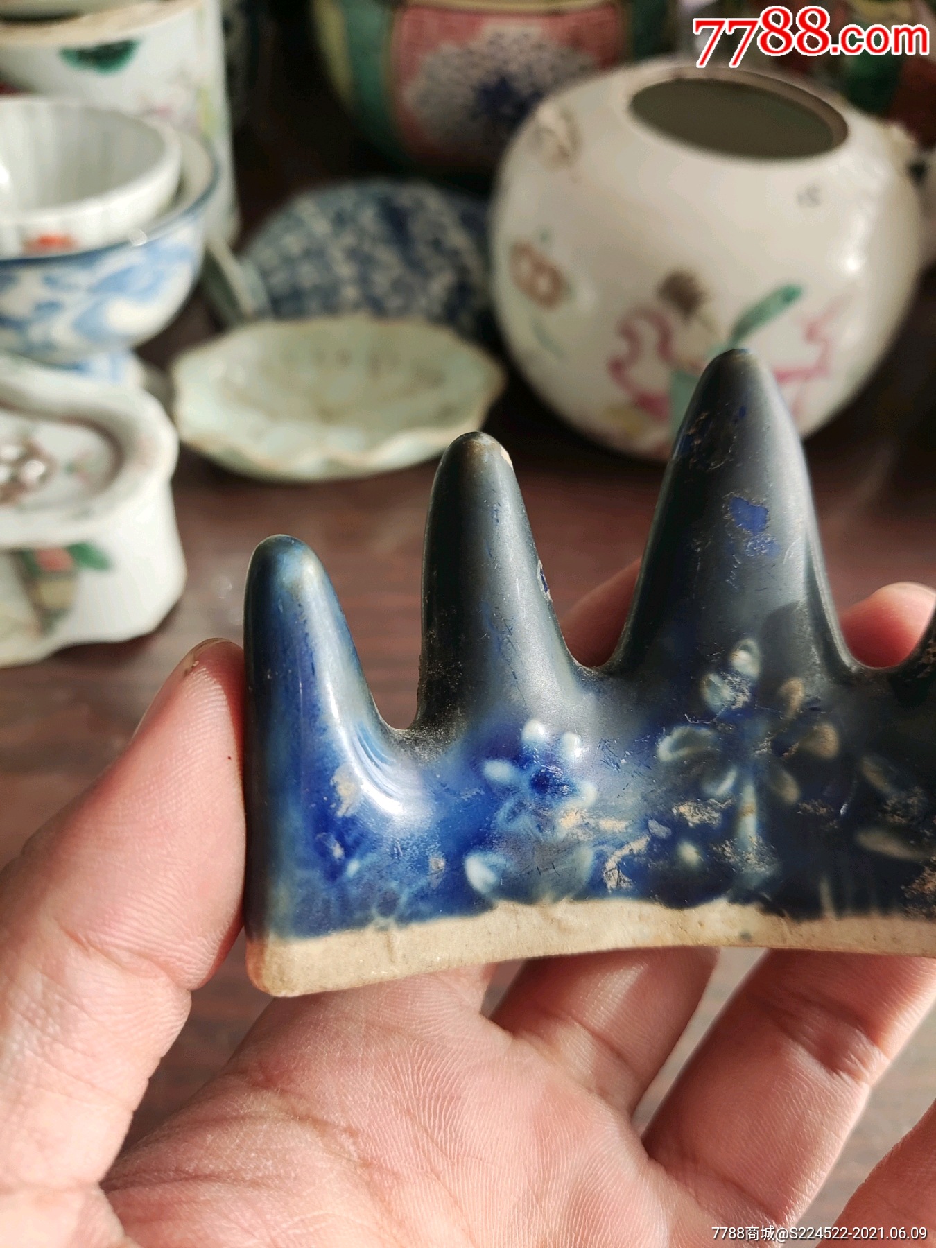 清末霁蓝山子笔架_青花瓷_第2张_7788瓷器