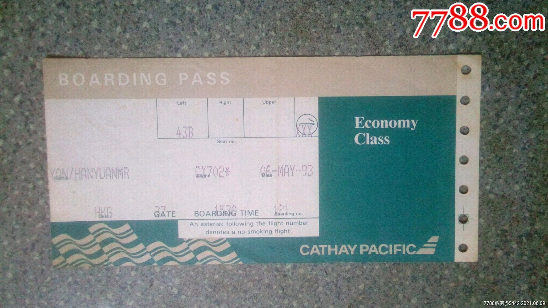 登机牌--国泰航空