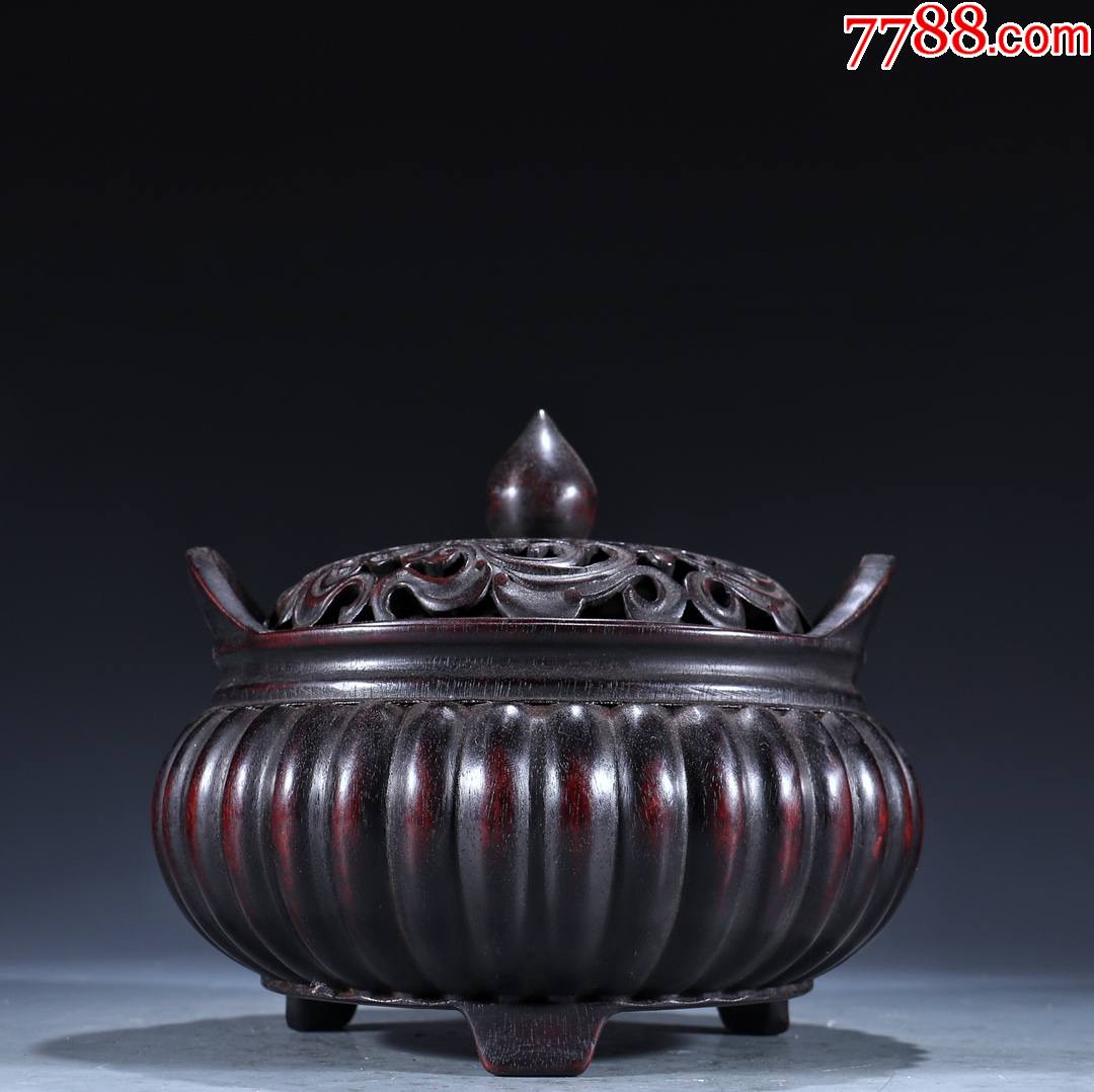 紫檀木凤鸟纹南瓜形香薰