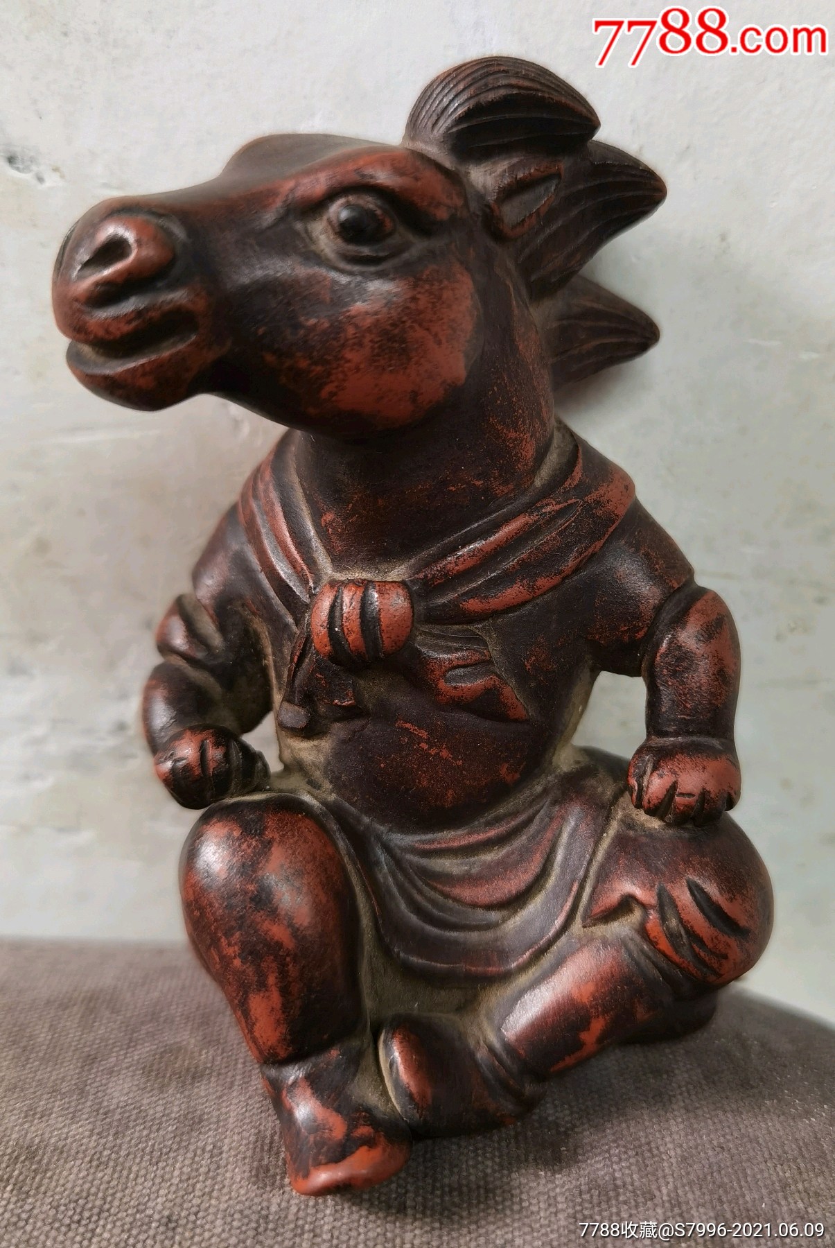 梅英制人身马面老紫砂摆件-其他紫砂-7788青田石