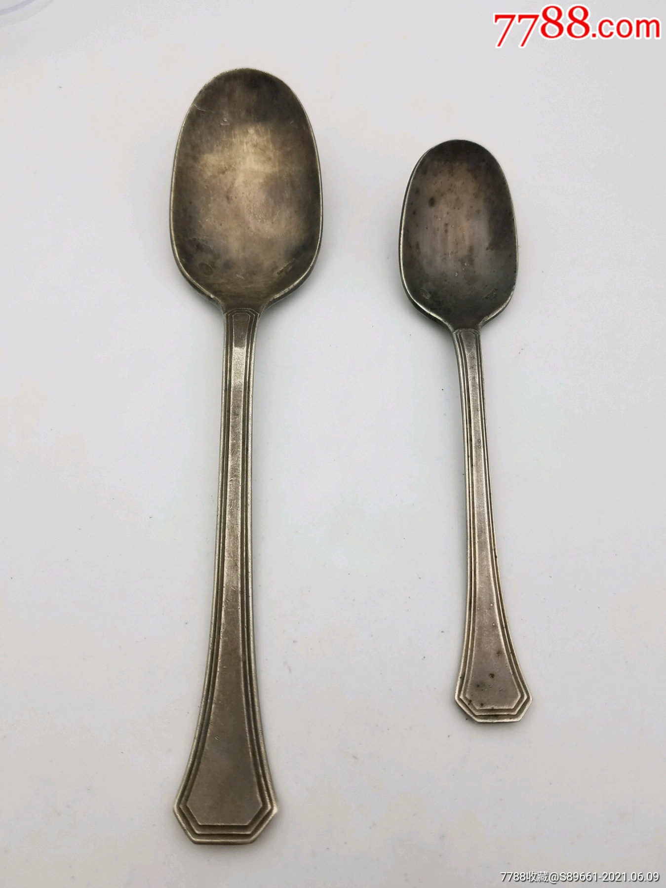 美品国外老银勺一对