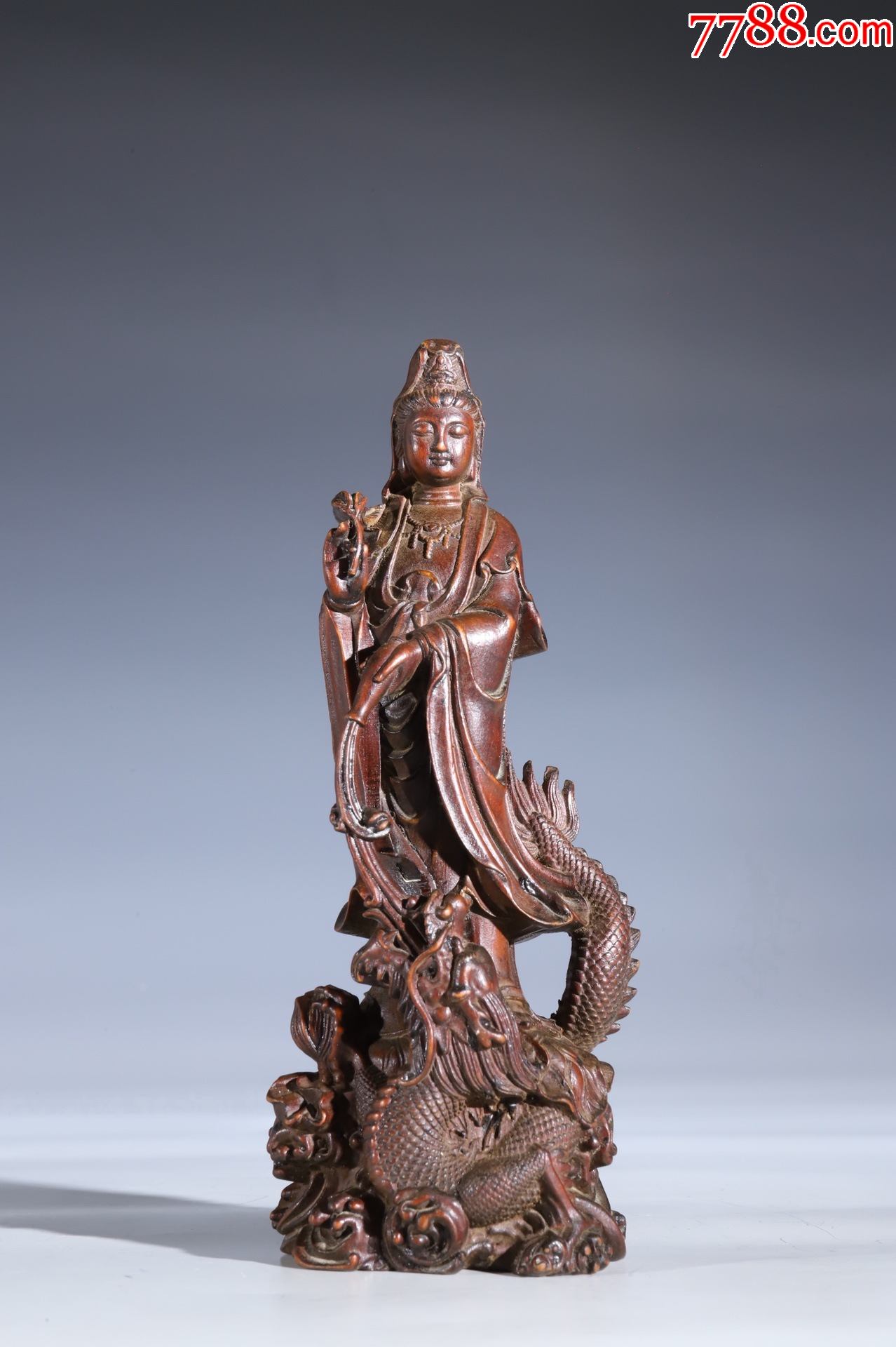 旧藏黄杨木御龙观音造像