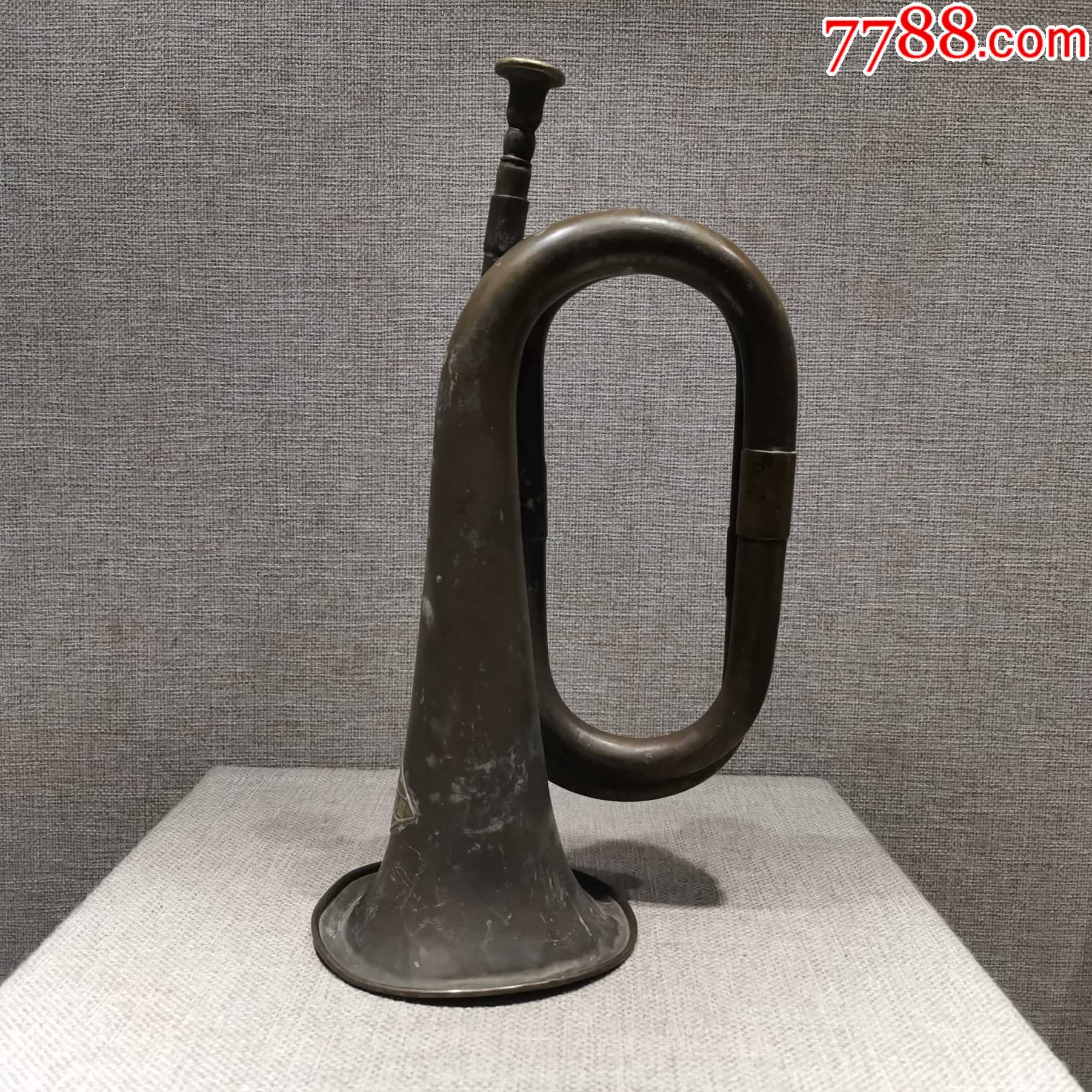 红色收藏抗战时期老物件八路军国军军号冲锋号带民国铭牌烟台造