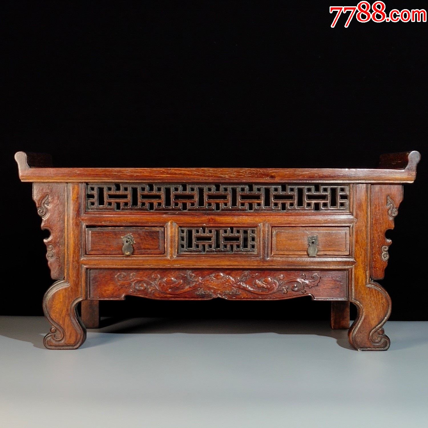 花梨木镂空雕香案供桌条几摆件