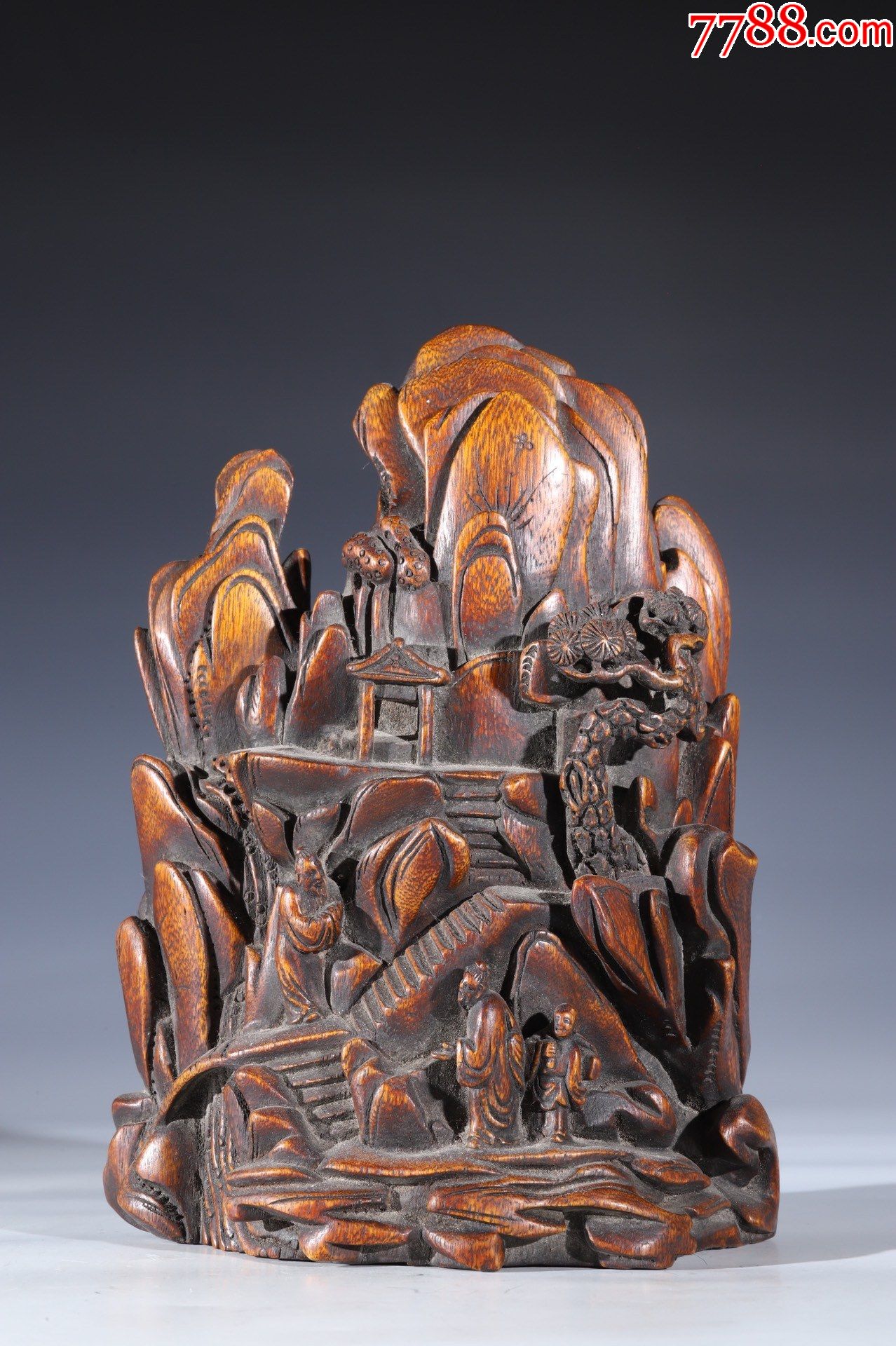 清代老沉香人物故事山子摆件-价格:5500元-se80733170-木雕摆件-零售