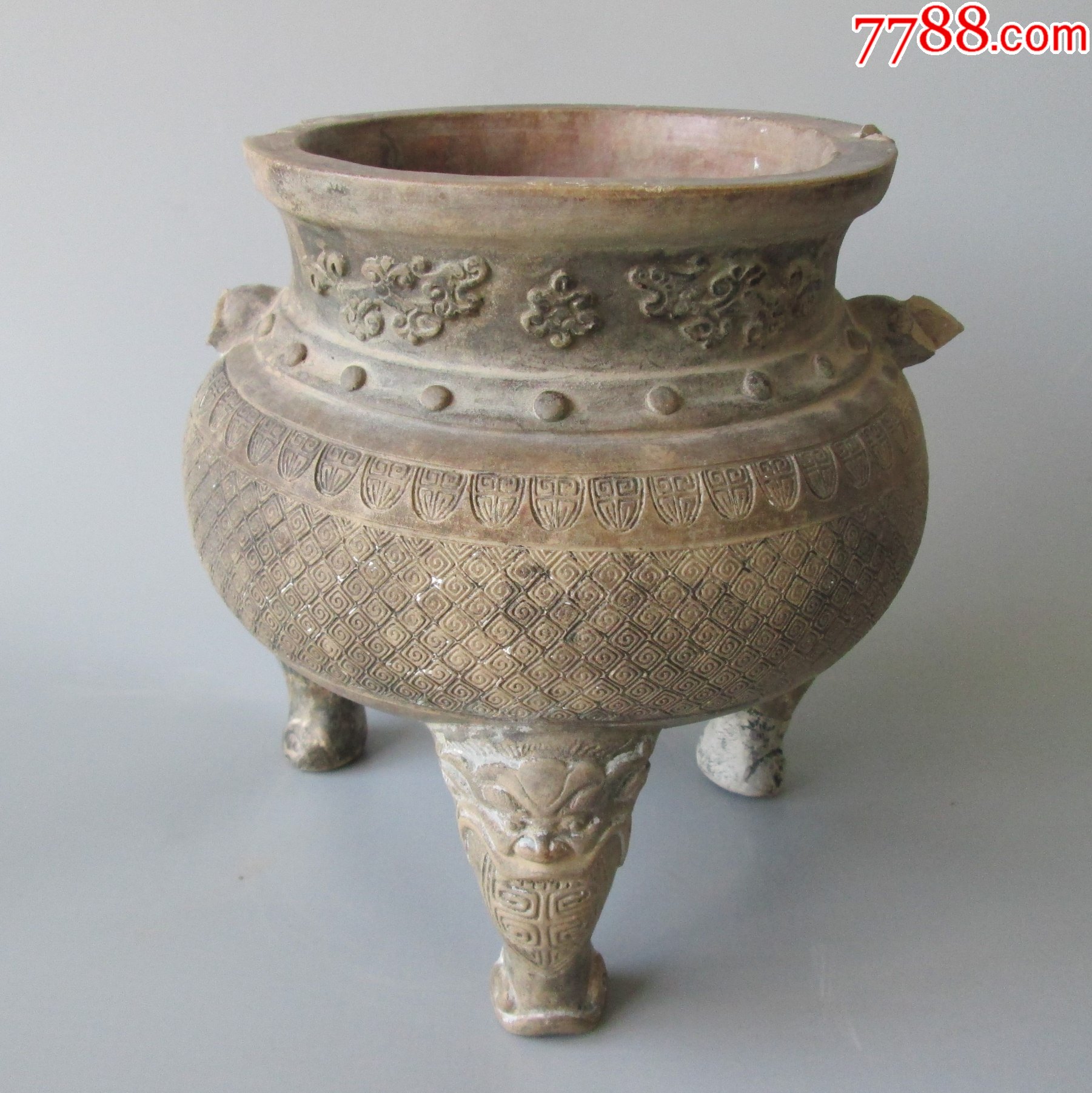 明代石湾窑素烧炉,"升名"款