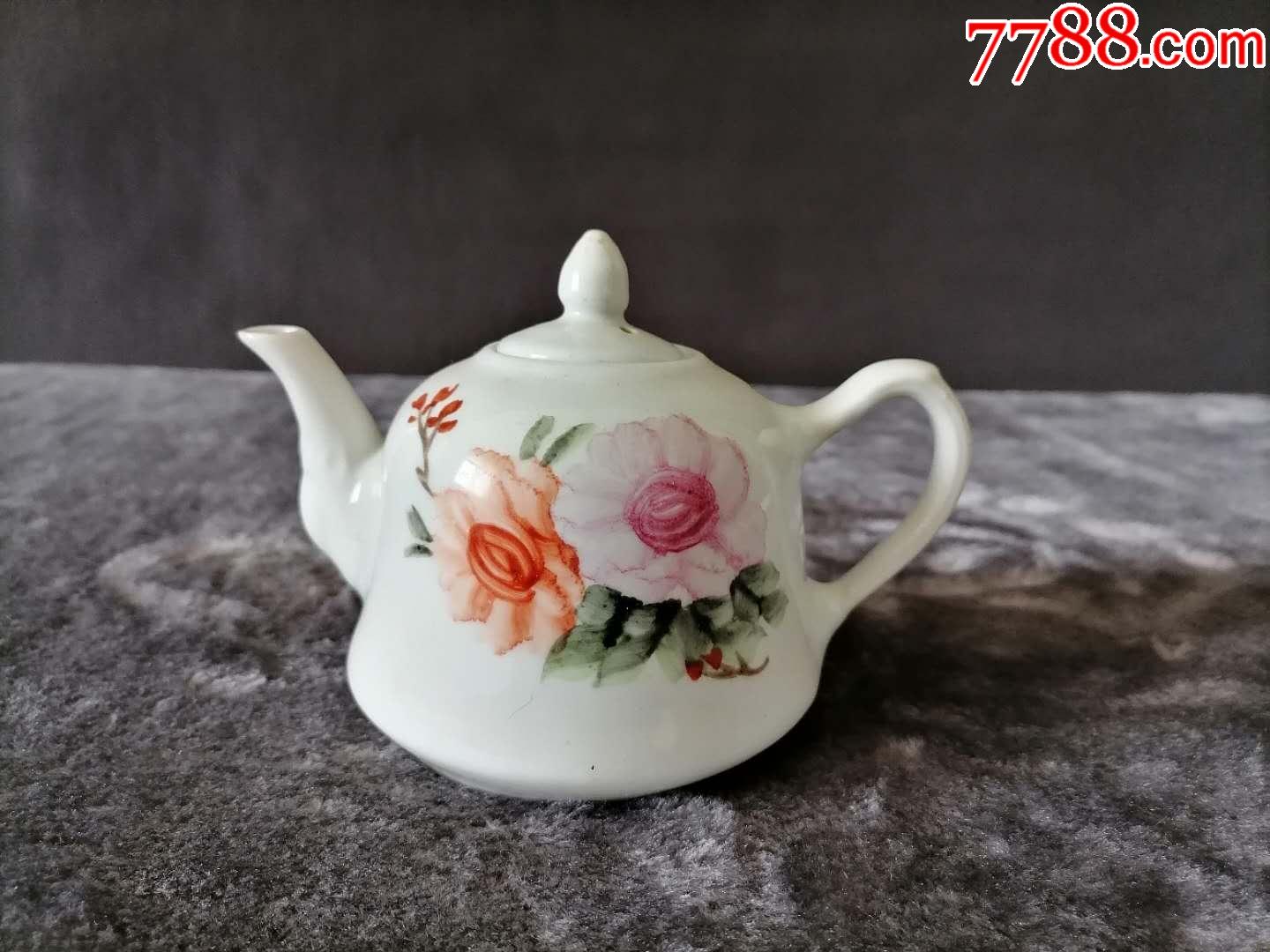 景德镇手绘釉上水彩月季花卉小茶壶
