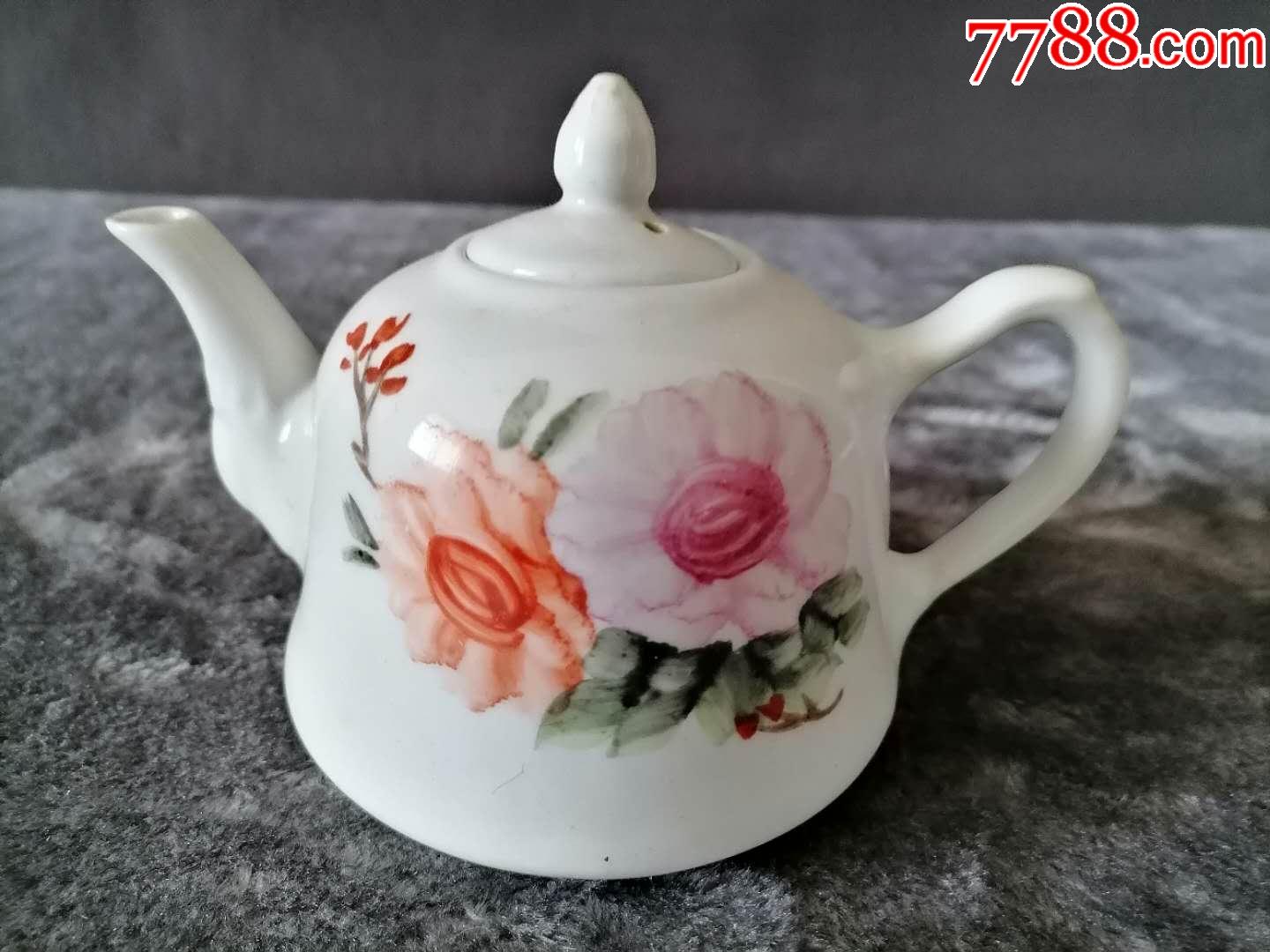 景德镇手绘釉上水彩月季花卉小茶壶
