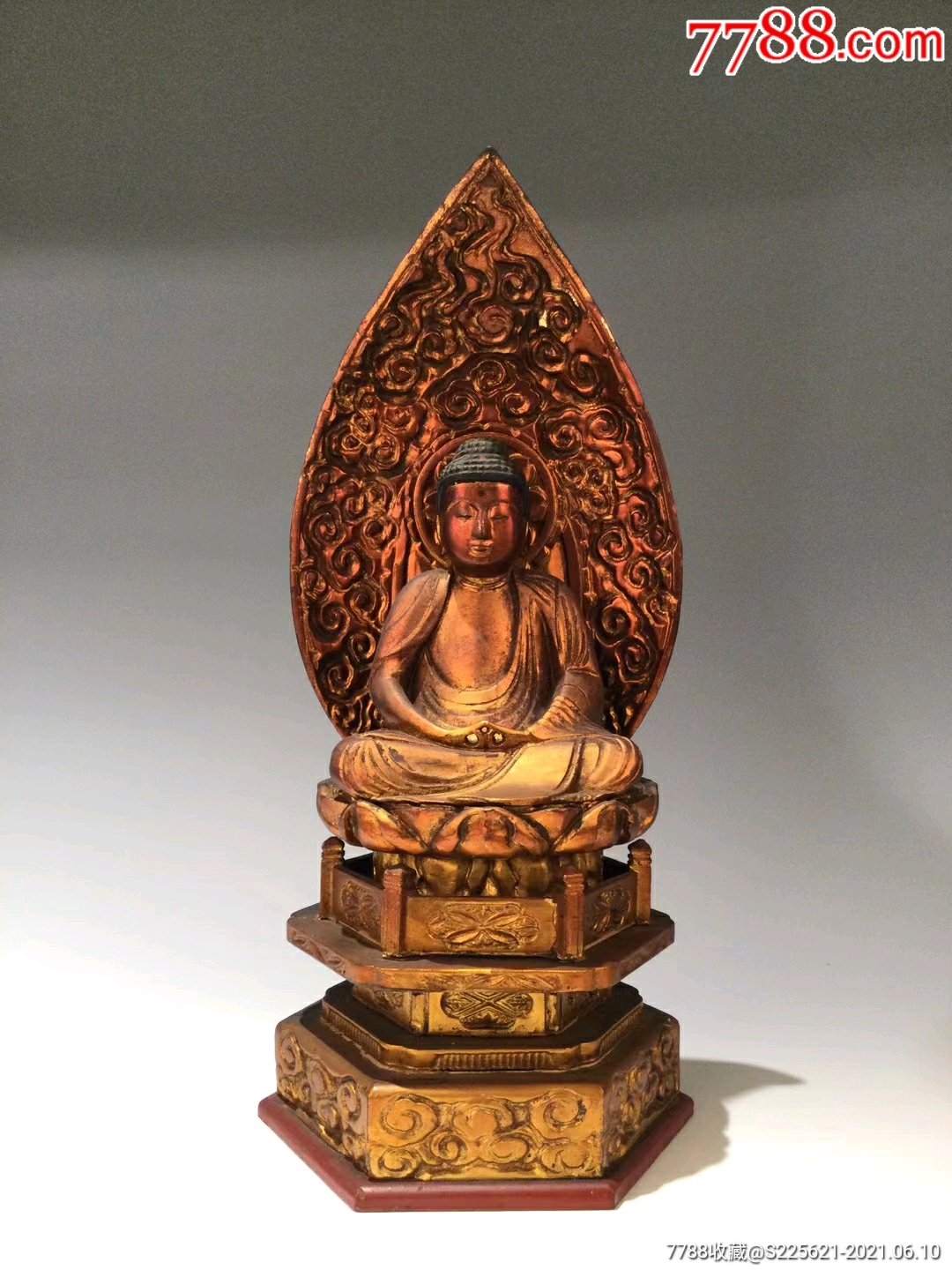 民国木胎金漆佛祖菩萨莲花座像_木佛像/人像_图片欣赏_收藏价格_7788