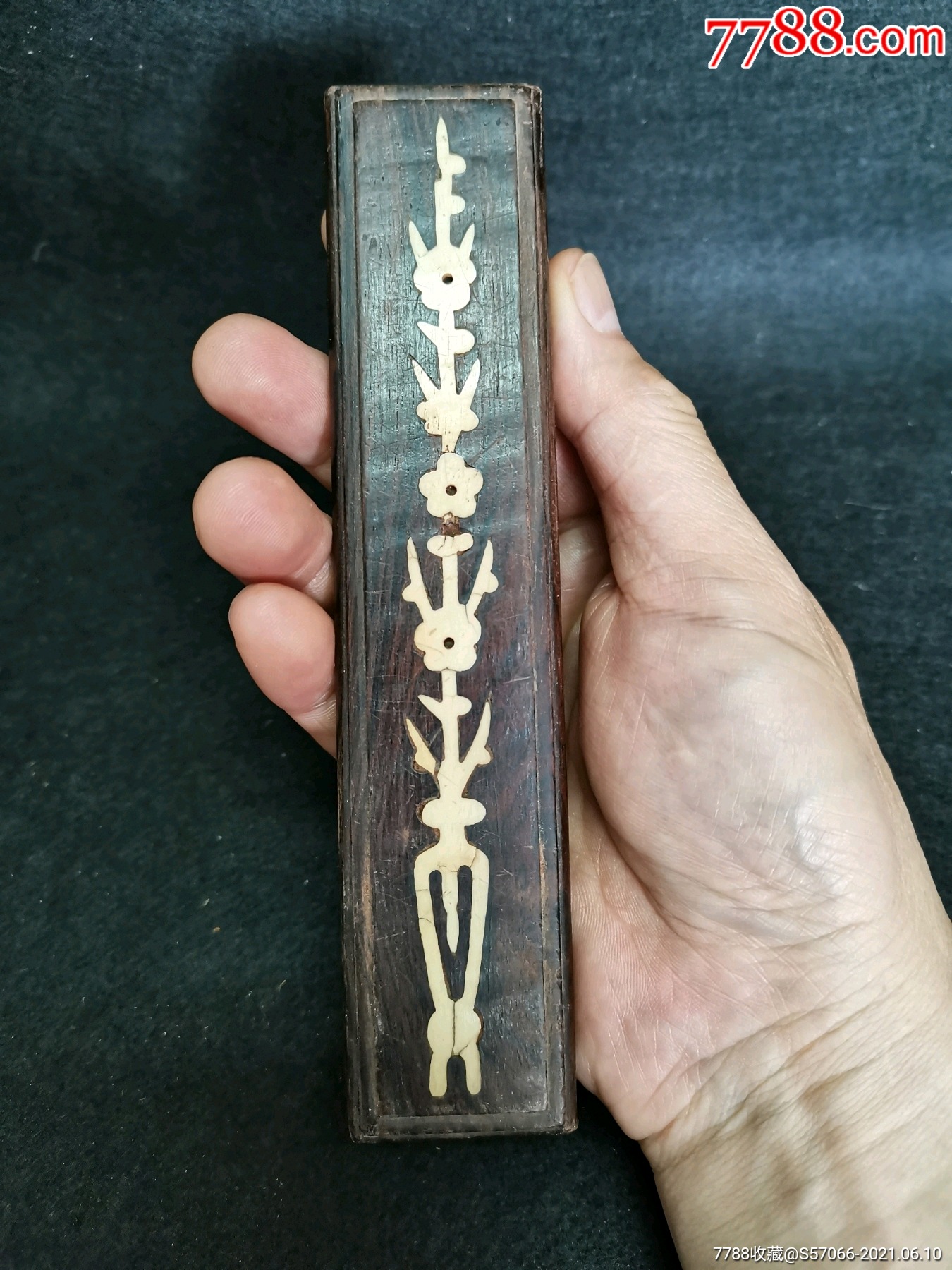 民国红木嵌骨双面工针线板