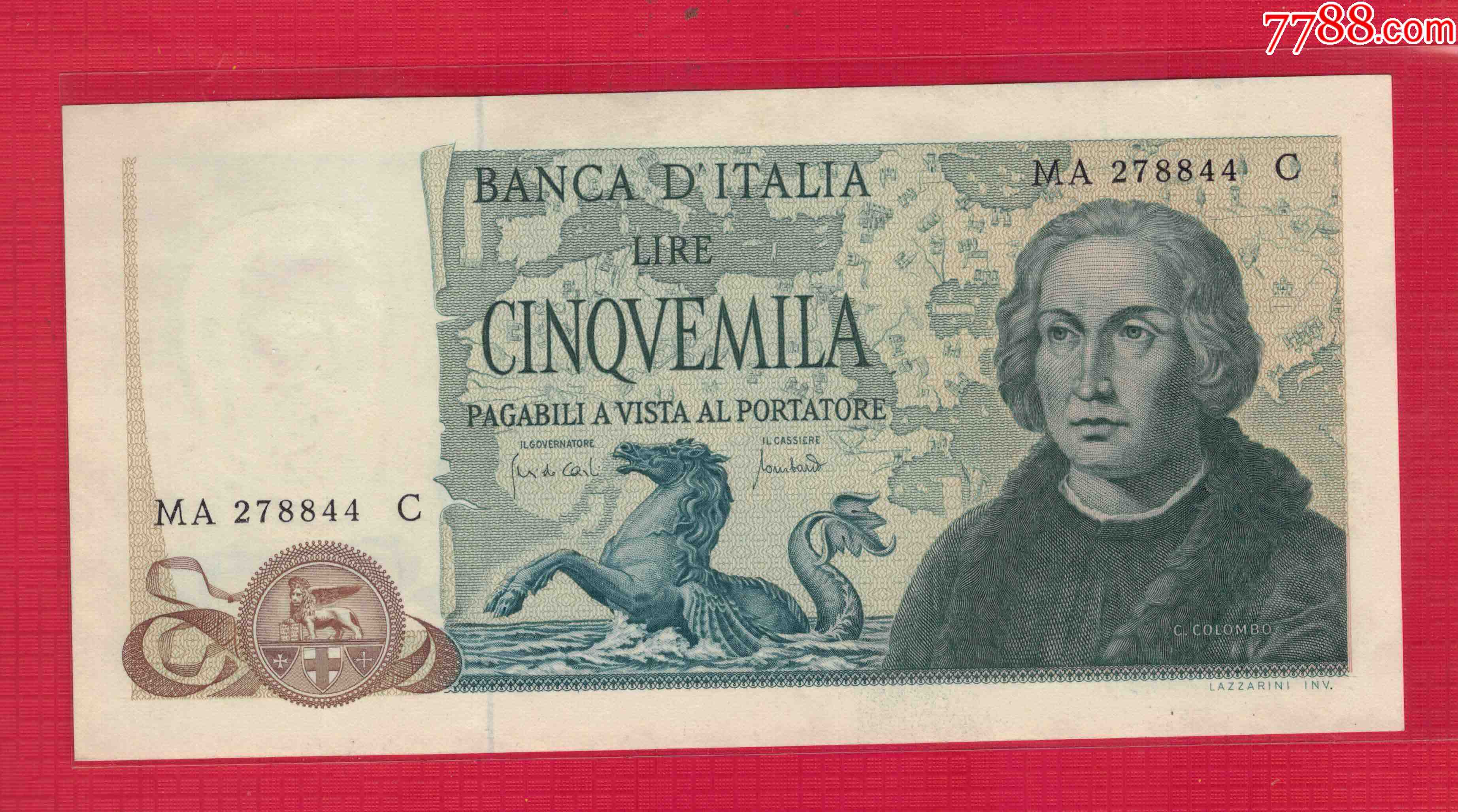 意大利1971年5000里拉初版p102a实图unc