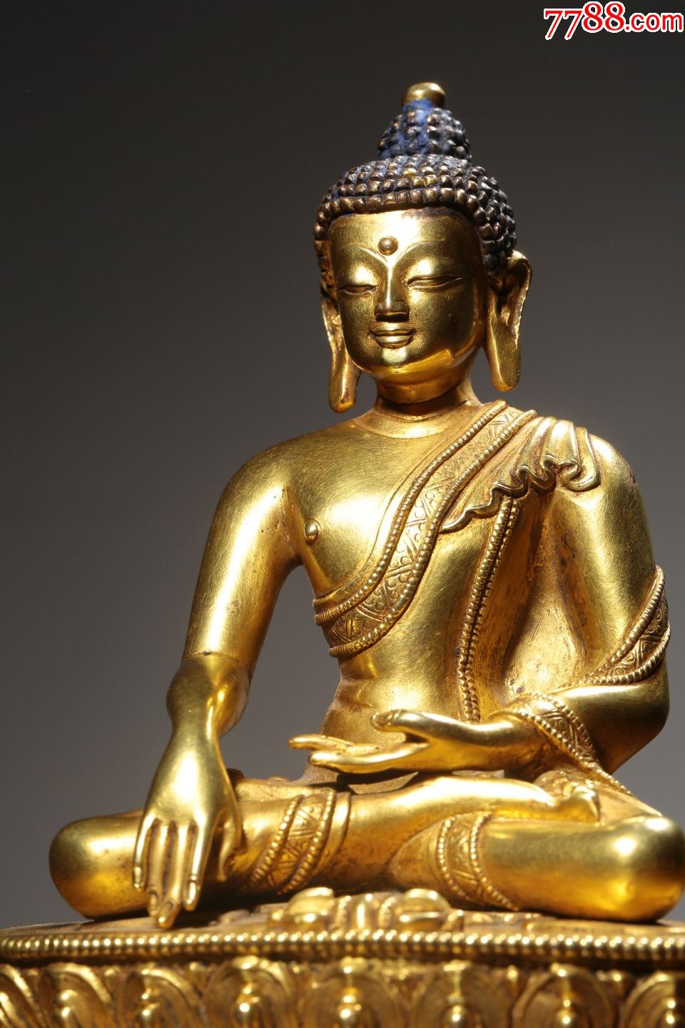 铜鎏金药师佛摆件