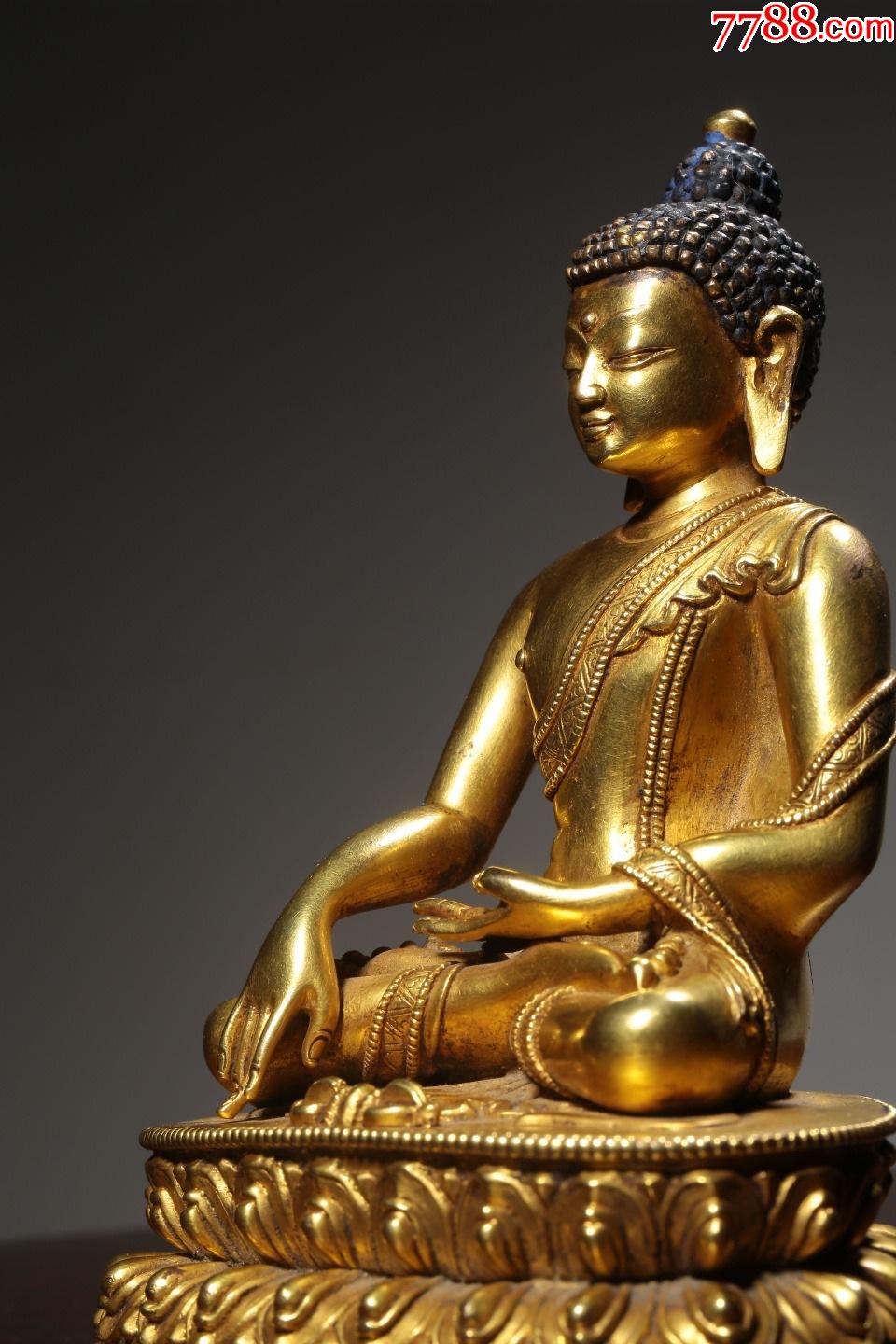 铜鎏金药师佛摆件