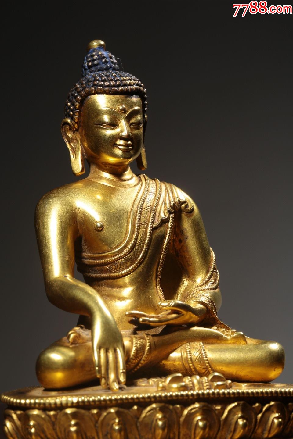 铜鎏金药师佛摆件