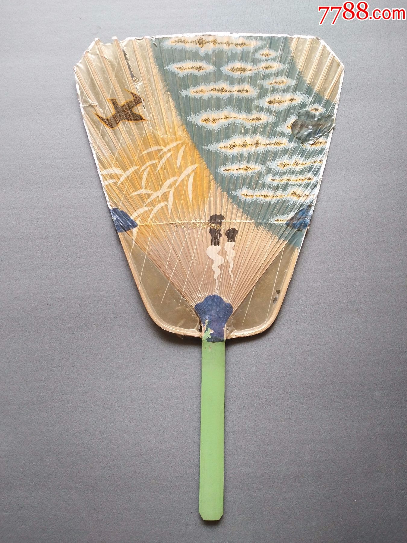 民国日本油纸老团扇20