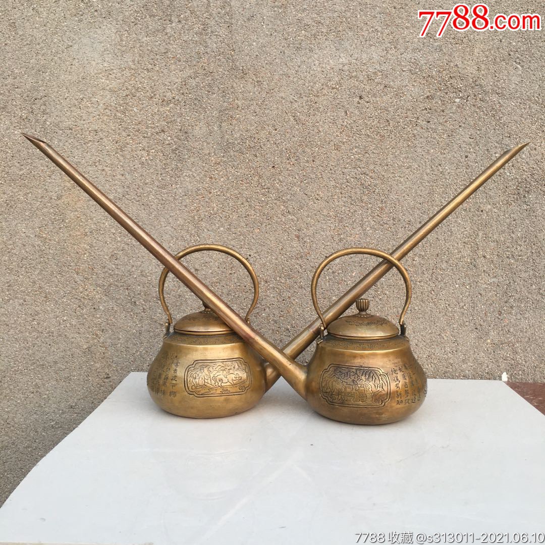 民国三年茶馆用长嘴铜壶一对!-价格:1350元-se80759483-铜壶/铜瓶-零