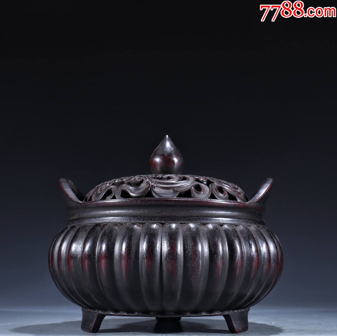 紫檀木凤鸟纹南瓜形香薰