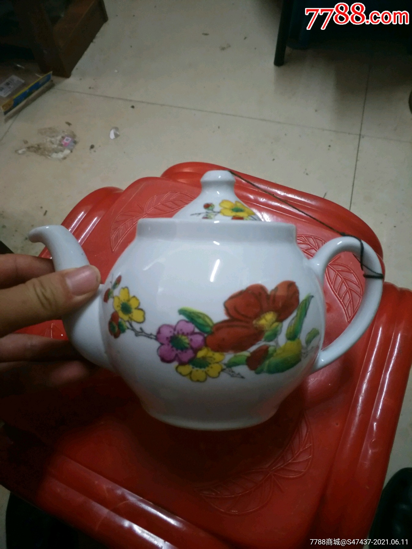 80年醴陵星火瓷器一支花小茶壶一把