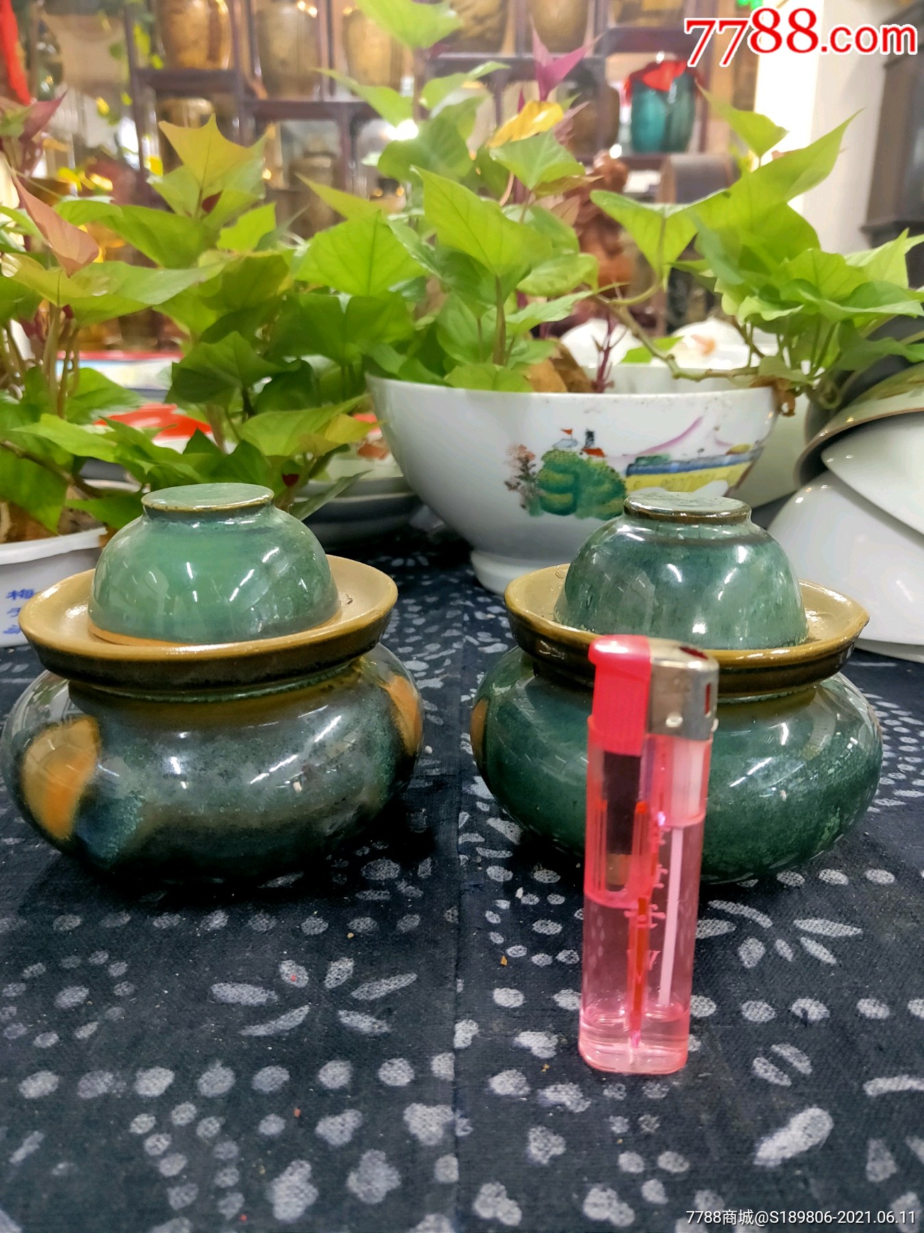 安陶绿釉小泡菜坛