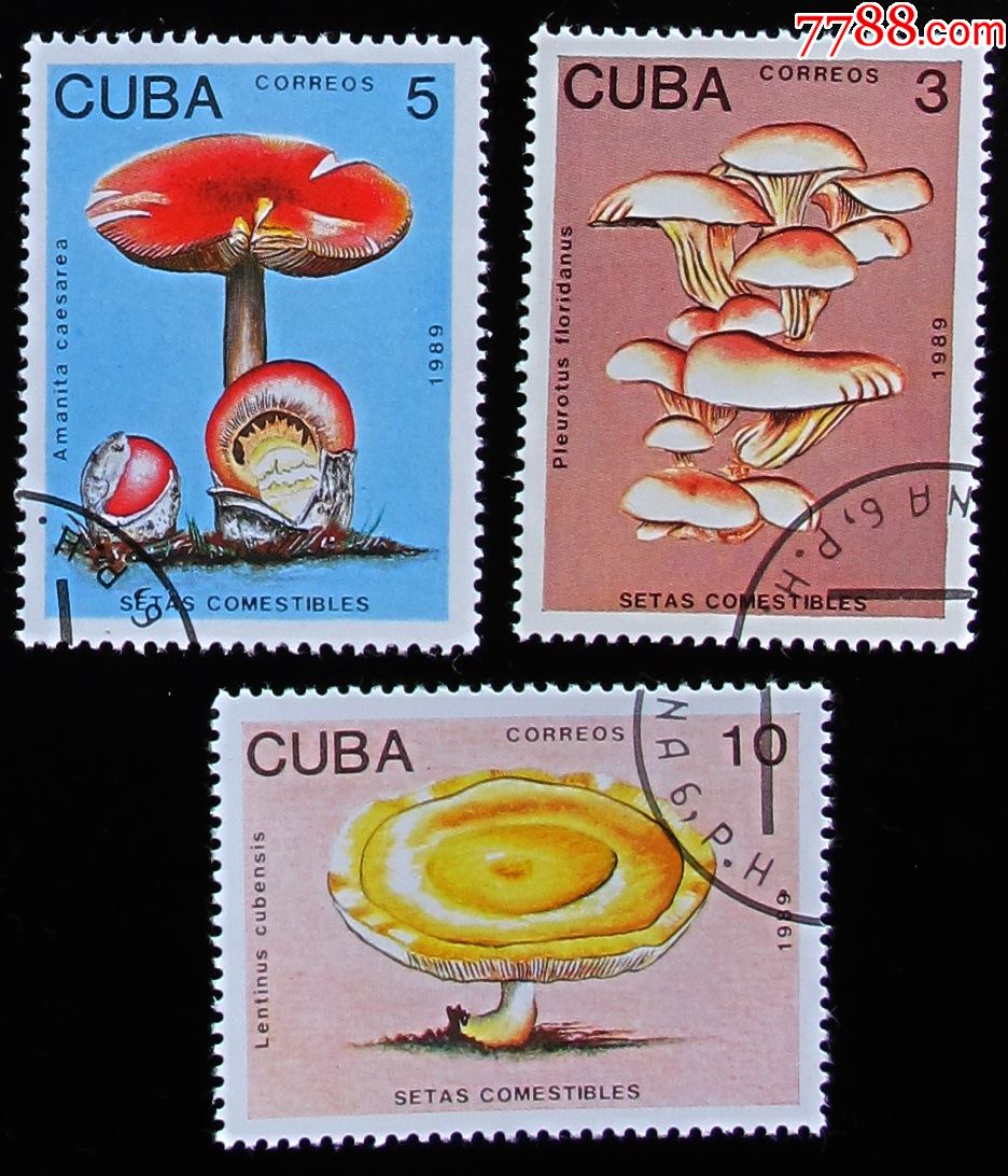 古巴邮票菌类植物与有毒蘑菇盖销票