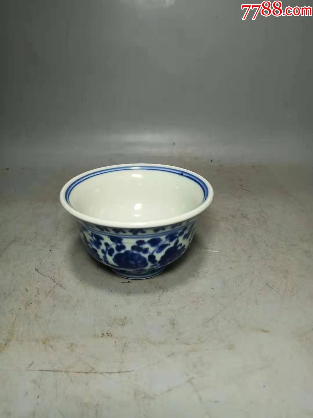 清代青花缠枝莲双狮纹压手杯-青花瓷-7788商城__七七八八商品交易平台