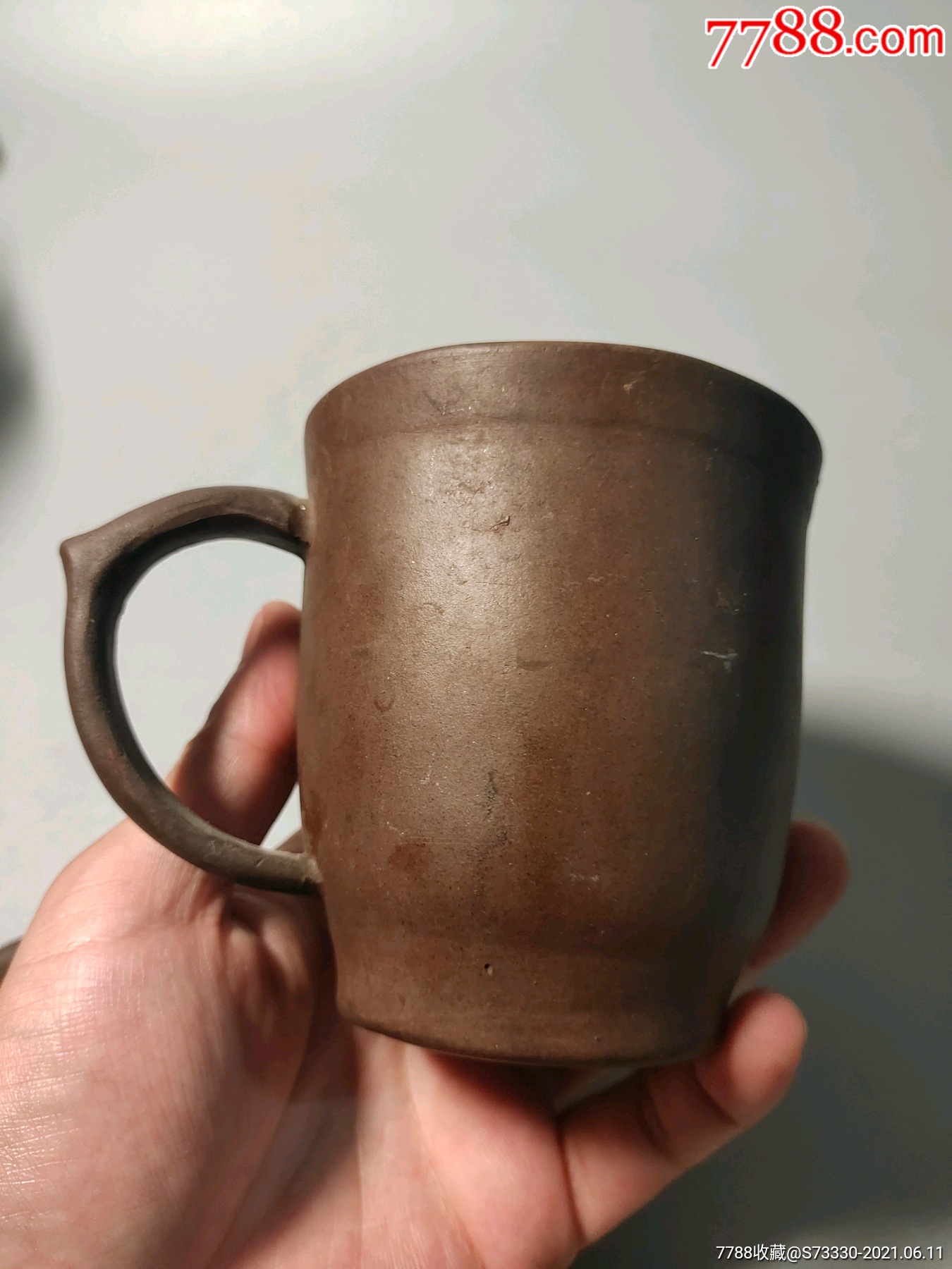 80年代,宜兴一厂,紫砂杯一只开线