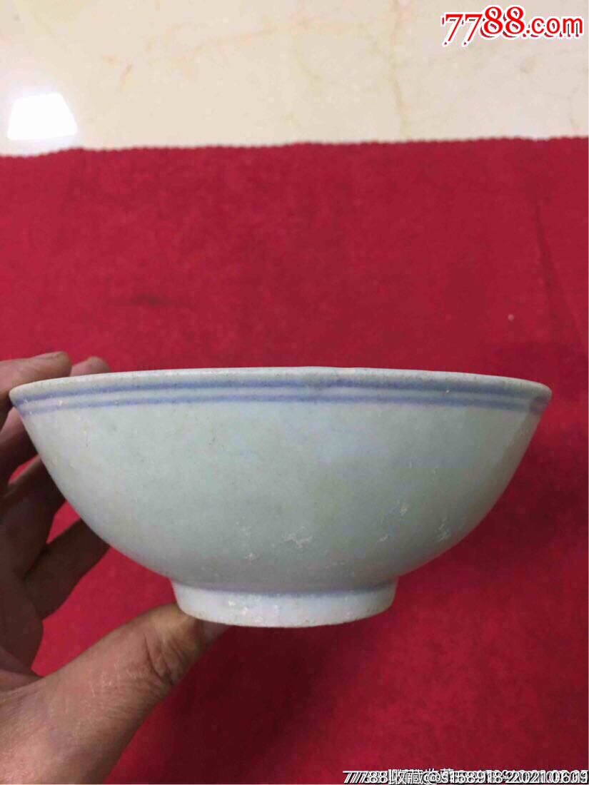 民国影青釉蓝边碗