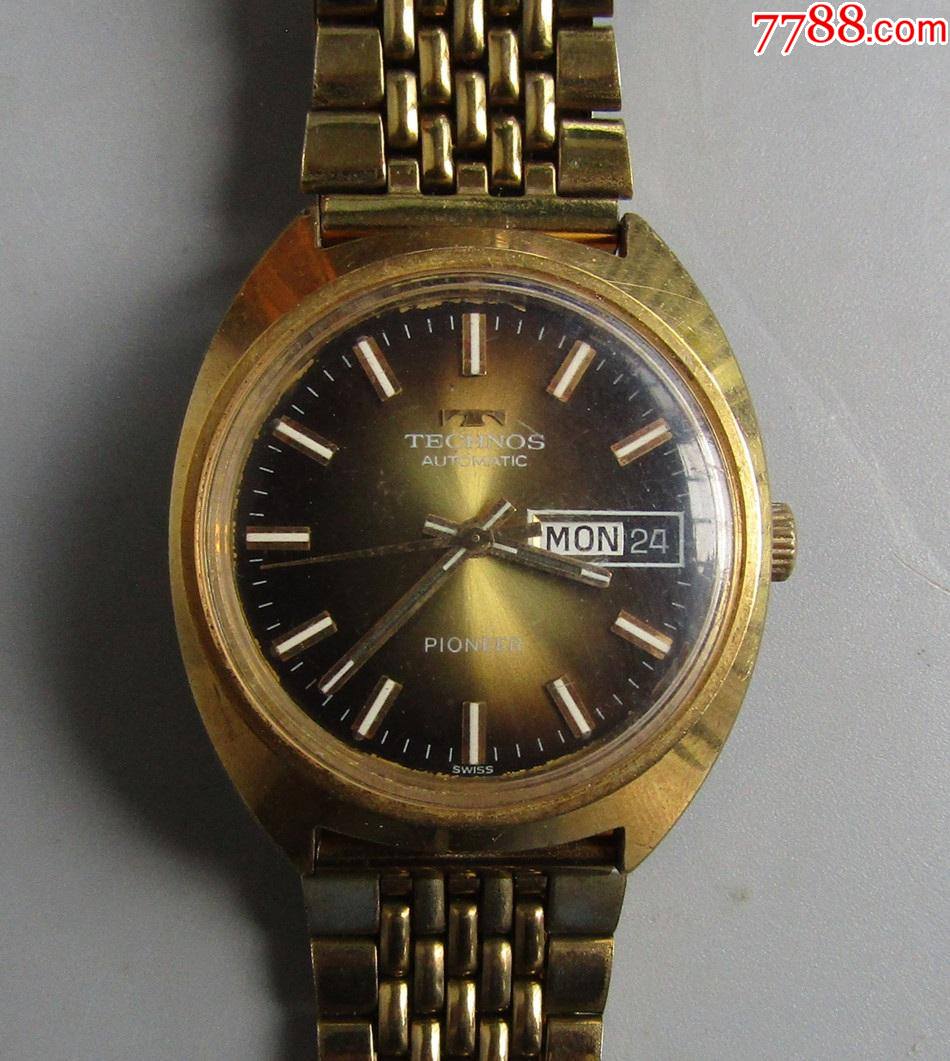 瑞士天克诺自动机械男古董包金表