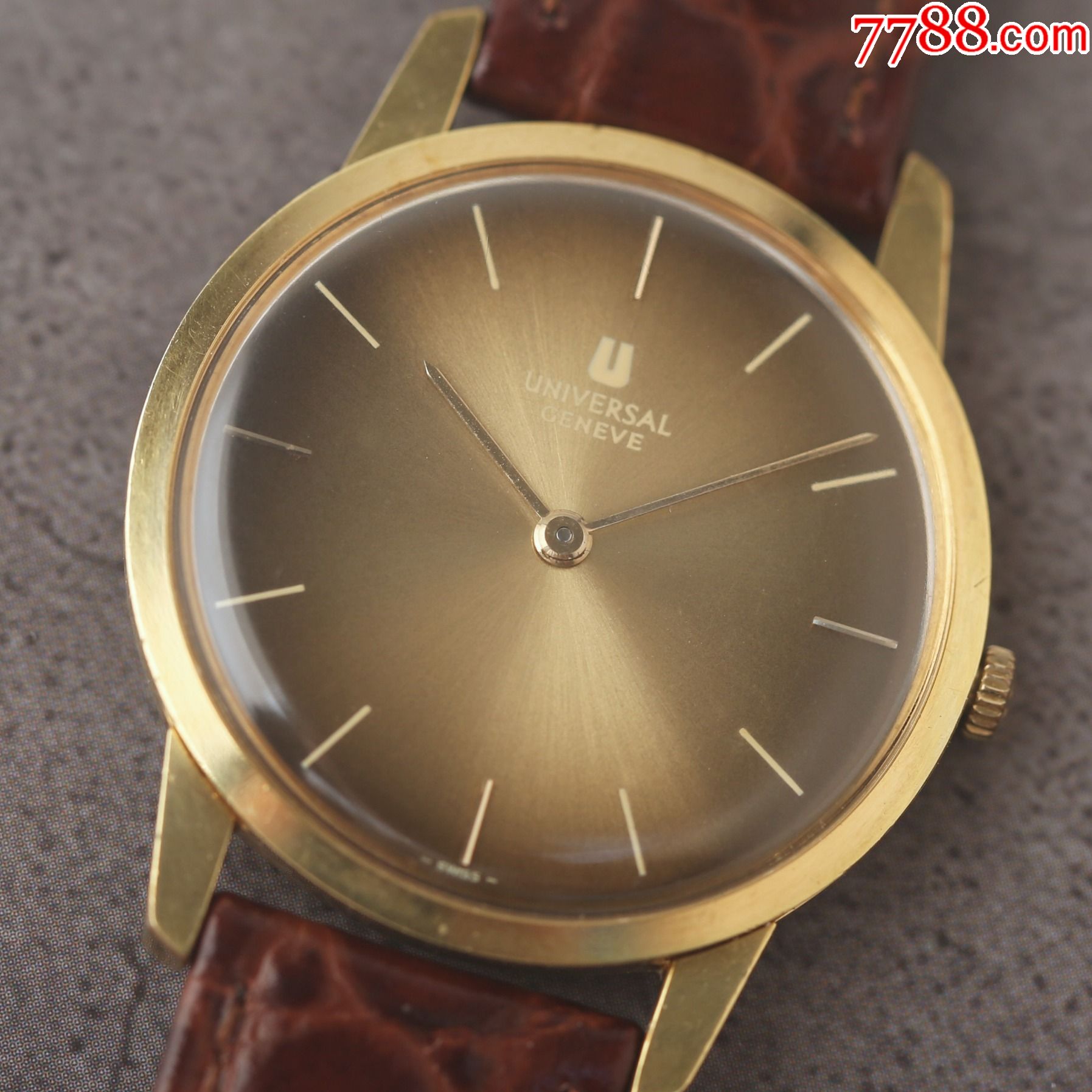 瑞士老万国宇宙古董表经典虎眼渐变色面双避震器高级机芯_手表/腕表