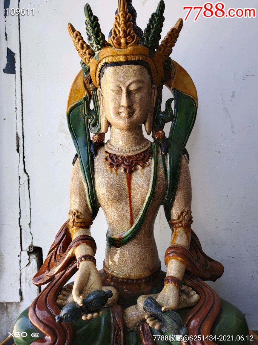 唐三彩三世佛一套