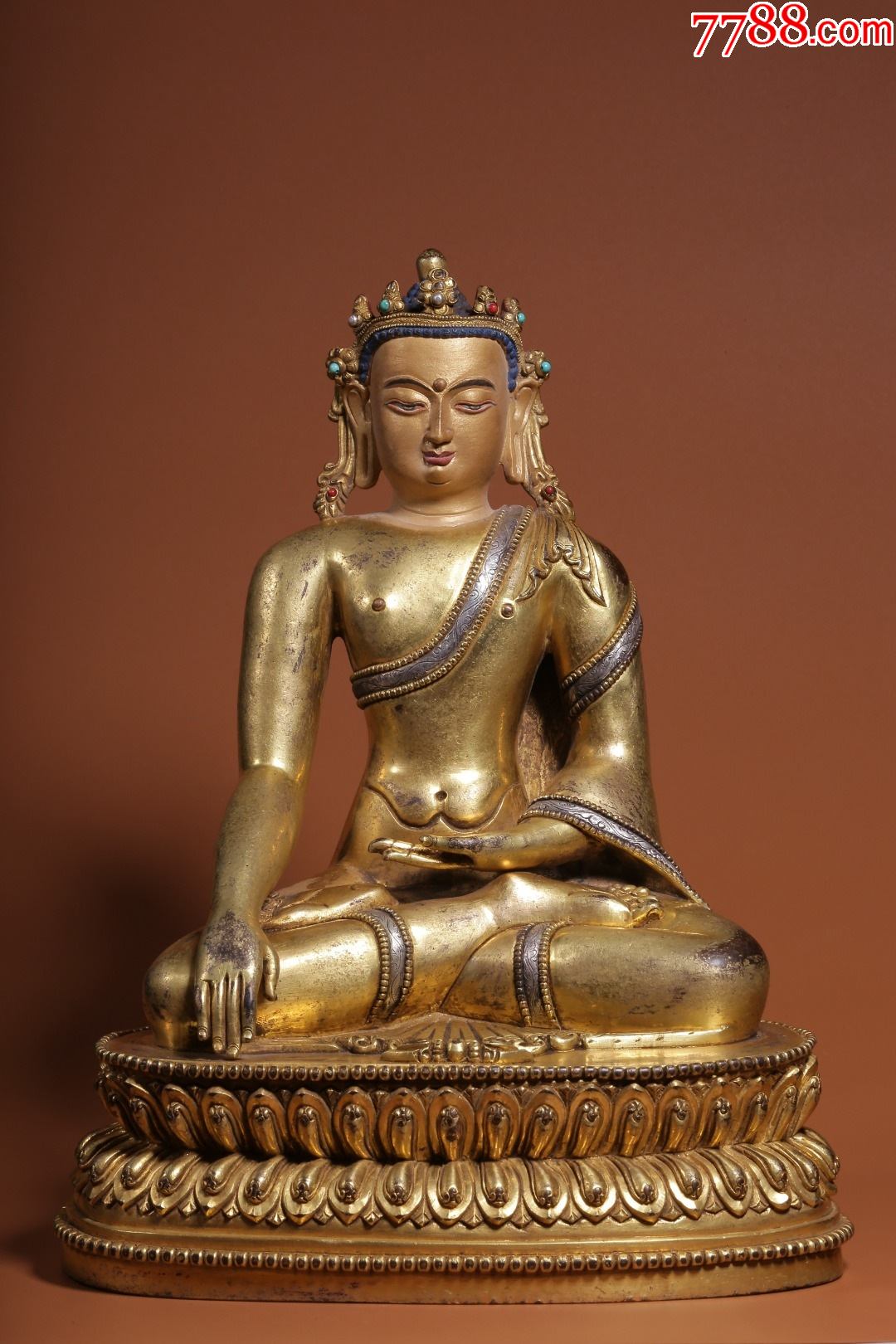 铜鎏金嵌银大日如来坐像_铜像/铜佛像_图片鉴赏_收藏价格_7788铜器
