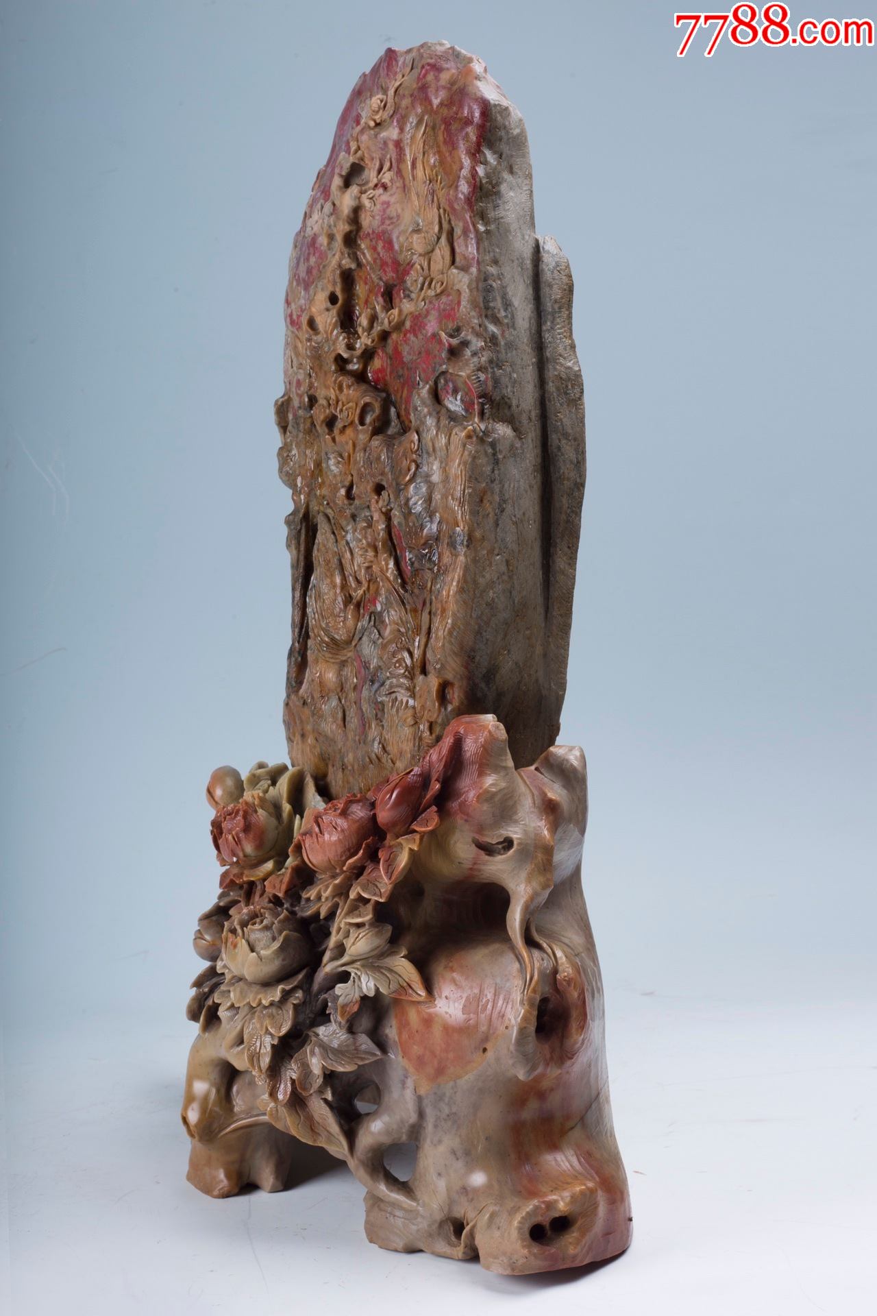 昌化鸡血石"花开富贵"摆件