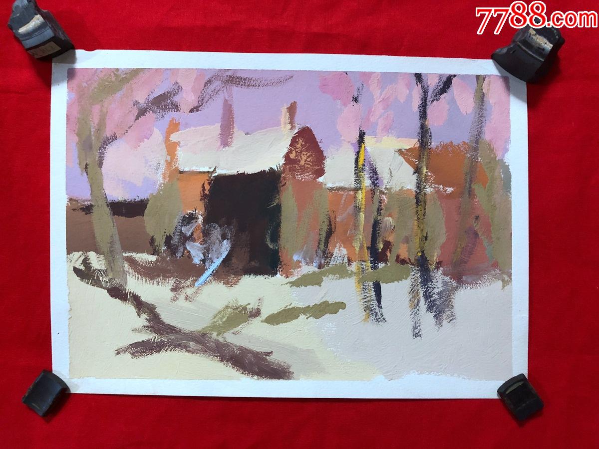 书画12704水粉画,风景,16开