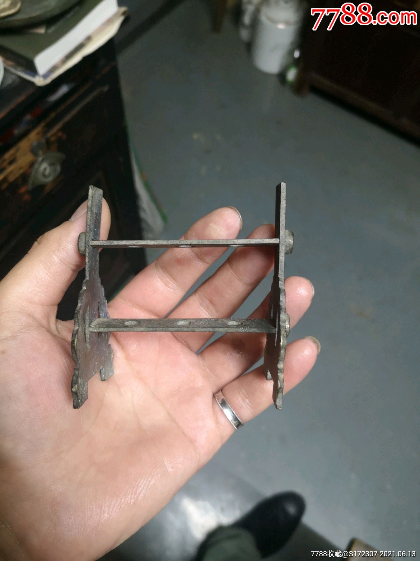 民国黄铜镀铬笔架