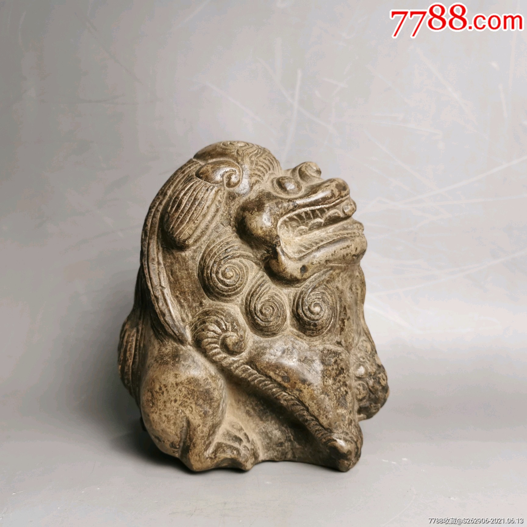 "商品>>>>￥1,8009品99青石狮子一对石雕小狮子摆件