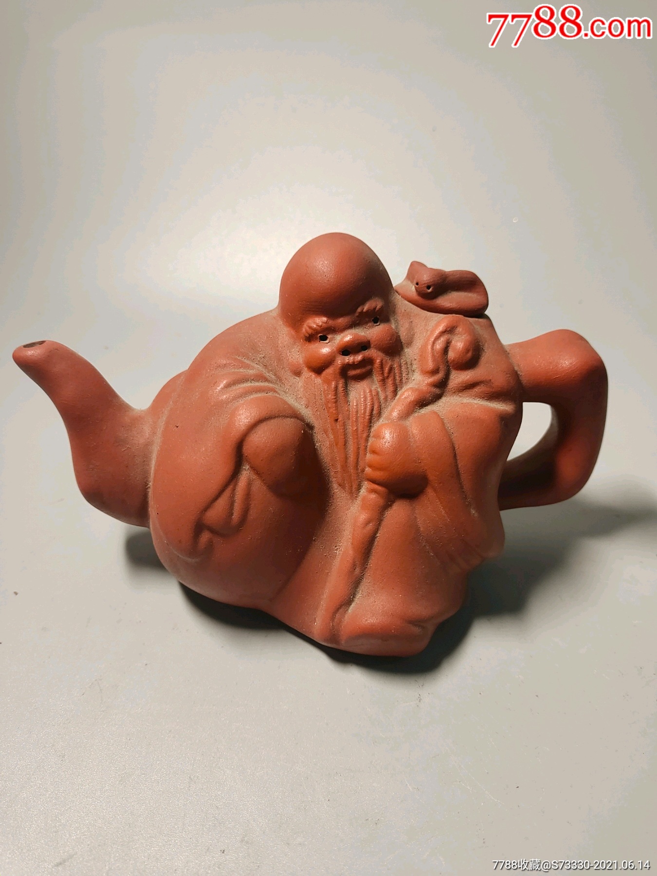 80年代左右寿星造型紫砂壶一把