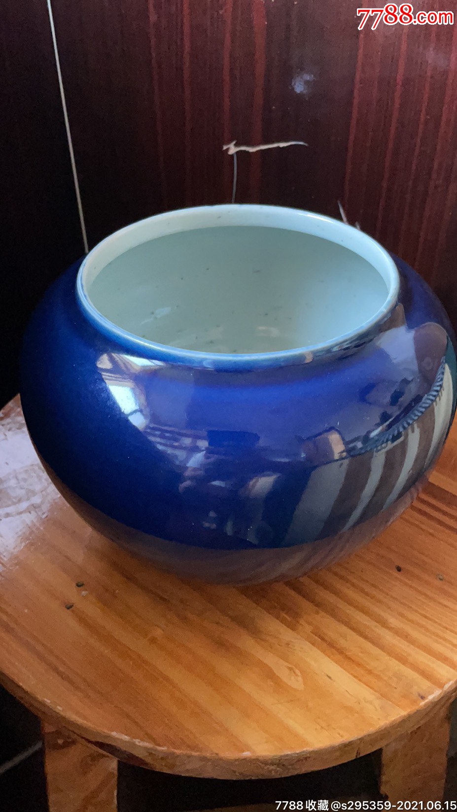 清中期祭蓝釉案缸