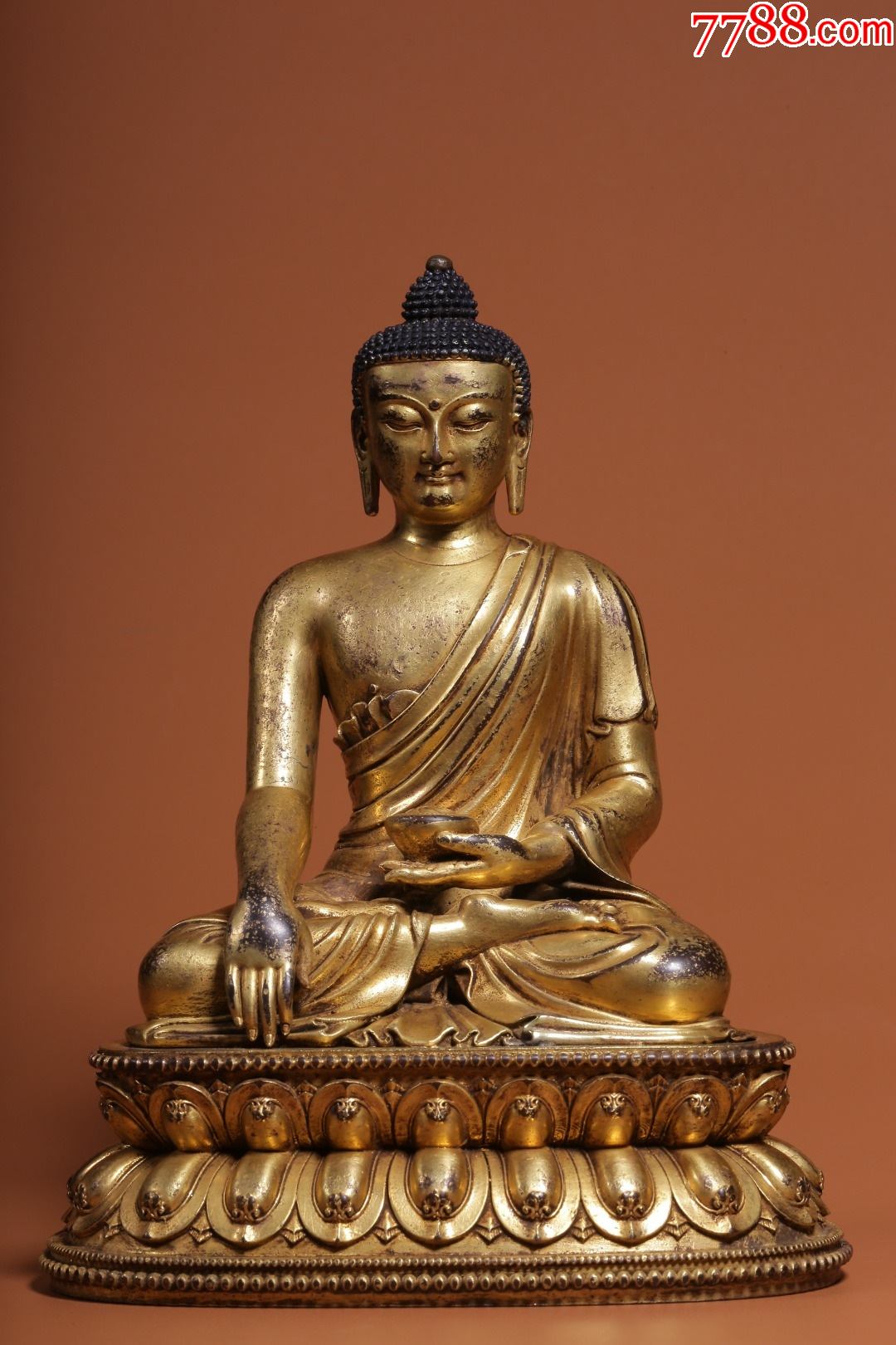 铜鎏金释迦牟尼坐像_铜像/铜佛像_第6张_7788铜器收藏