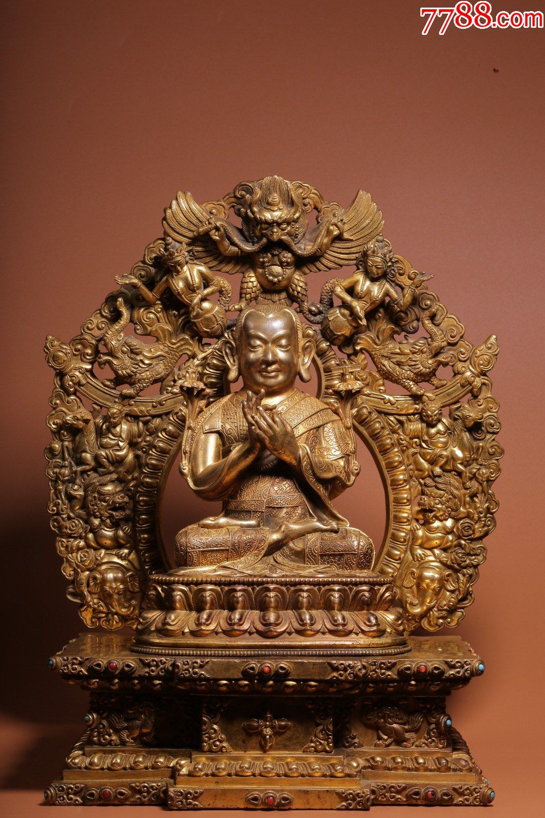 铜鎏金上师坐像_铜像/铜佛像_第1张_7788铜器收藏