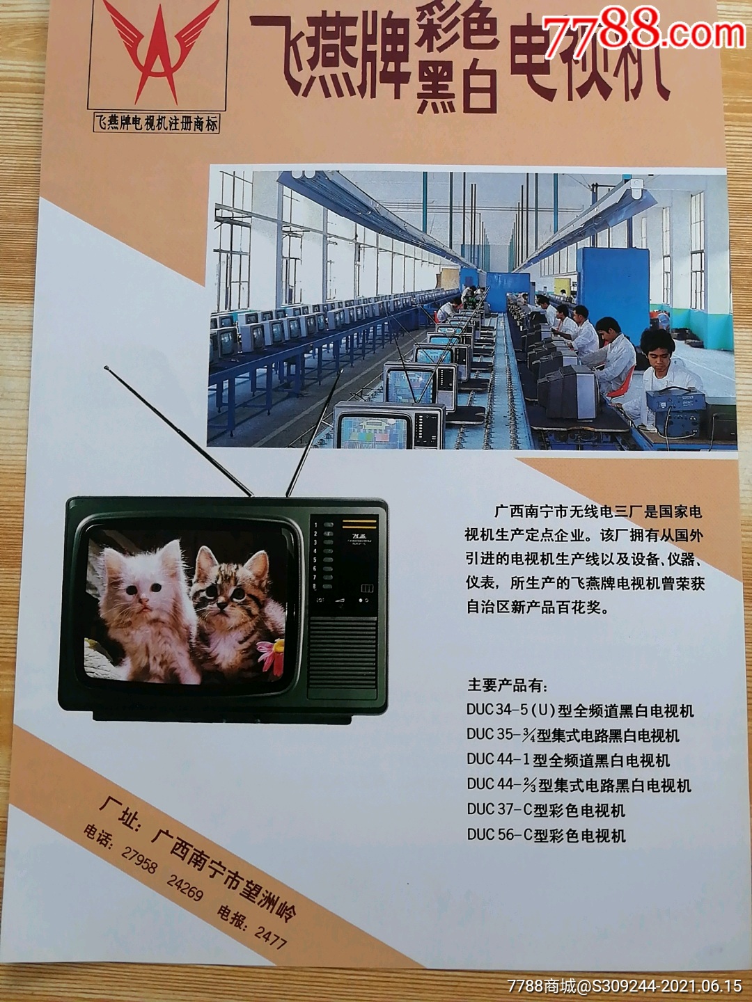 广西南宁市无线电三厂飞燕牌广告