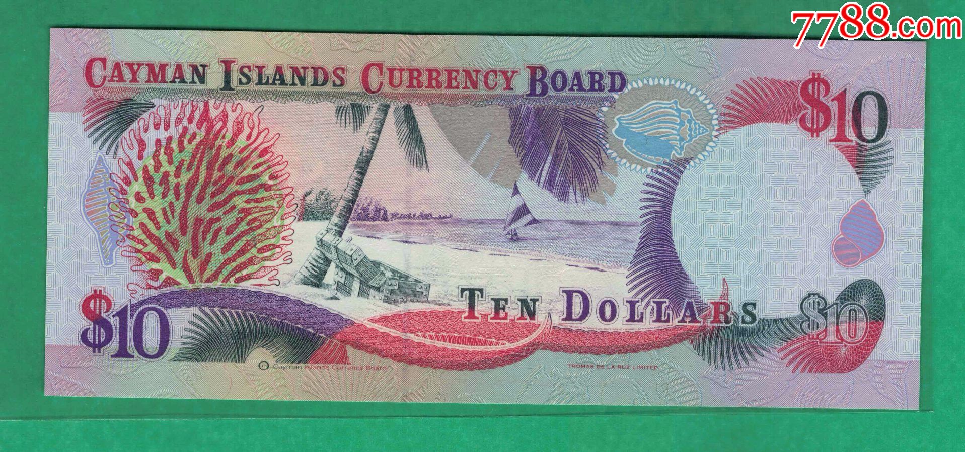 开曼群岛1996年10元b1冠实物如un