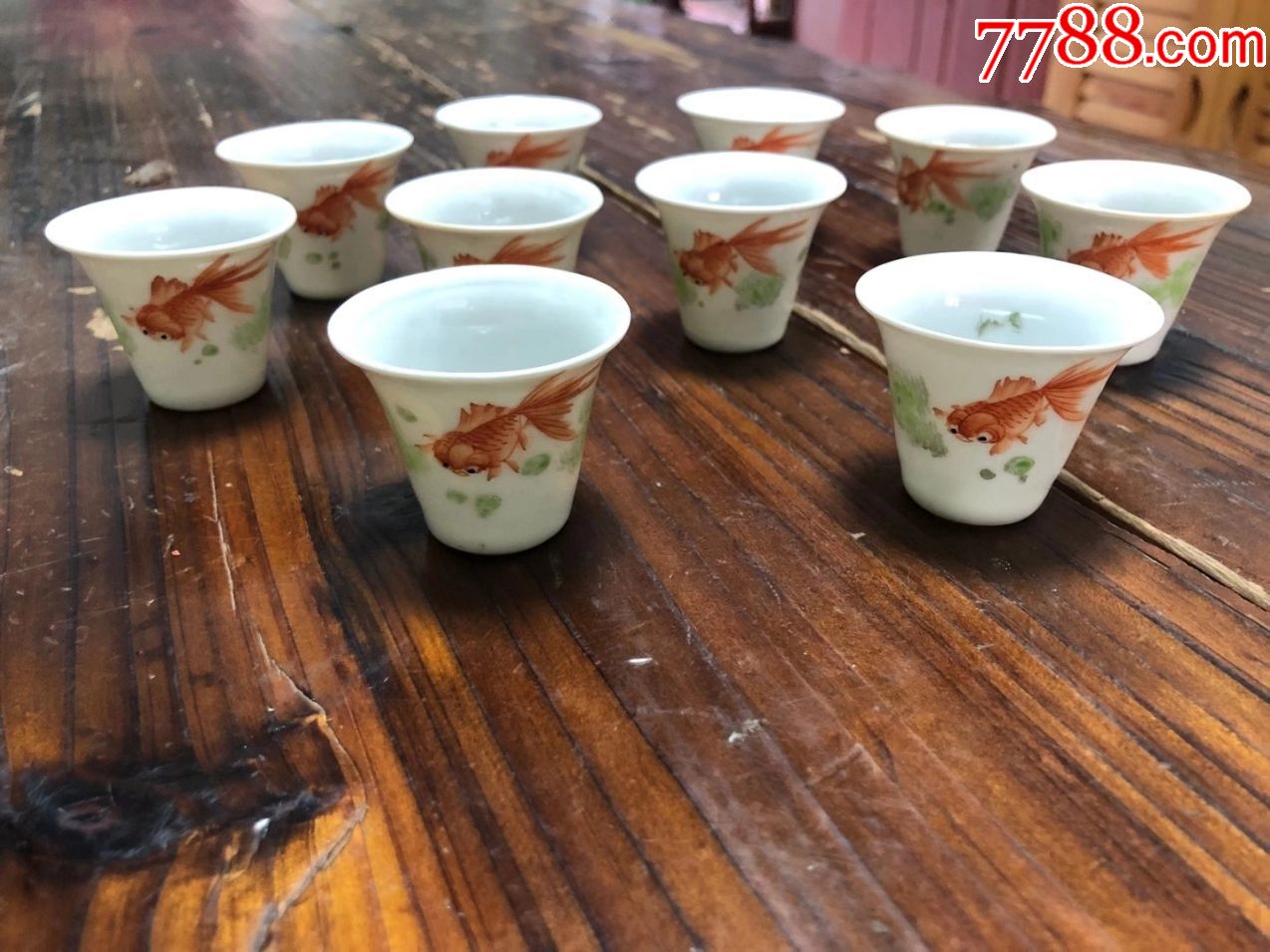 民国金鱼马蹄杯10个全品包老小酒杯_茶杯/茶盅/茶盏_第5张_7788茶具