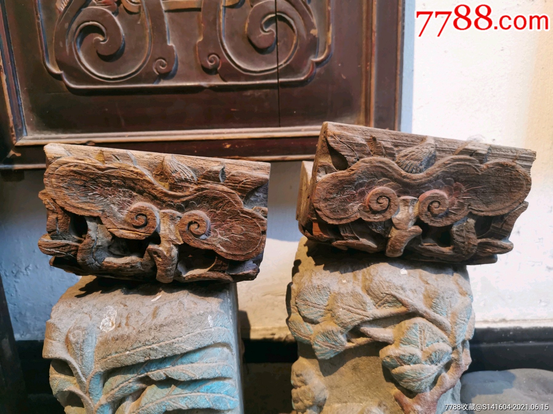 木雕牌匾托一对