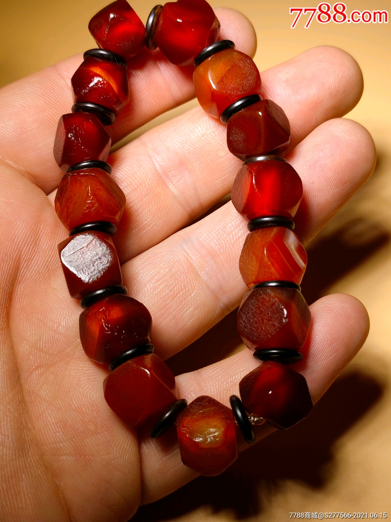 古代老玛瑙散珠编制的手串