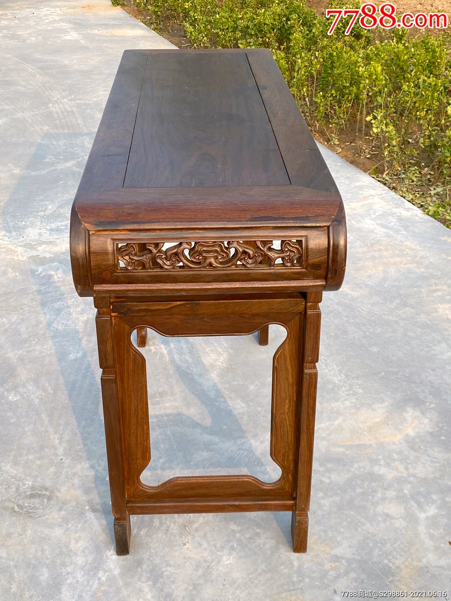 精品檀木拉大钱琴桌,全品完整漂亮,花纹特别漂亮!