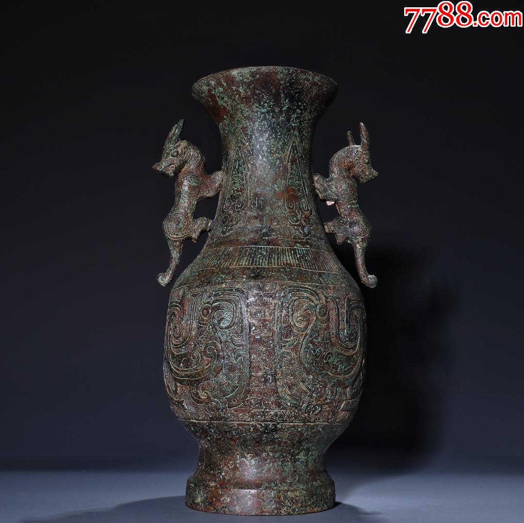 青铜器凤鸟纹兽耳瓶_铜壶/铜瓶_图片鉴赏_收藏价格_7788铜器收藏