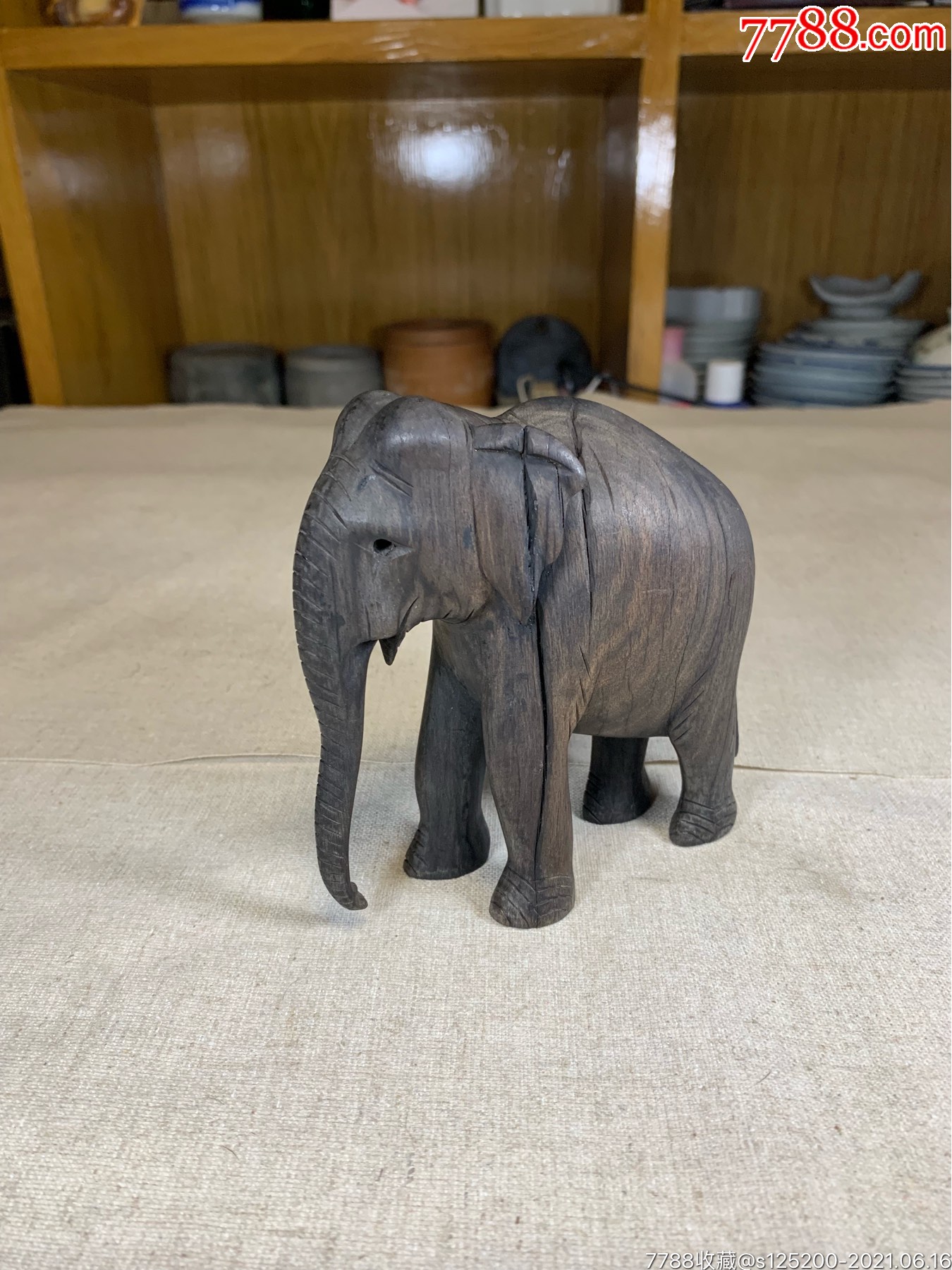 古董古玩收藏杂项近代红木大象雕刻木雕摆件