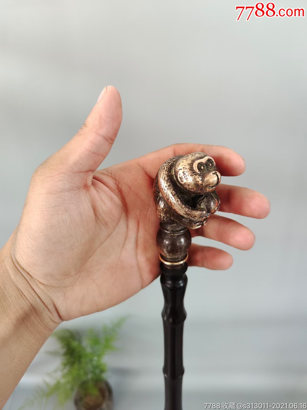 旧藏檀木节节高升文明杖一根